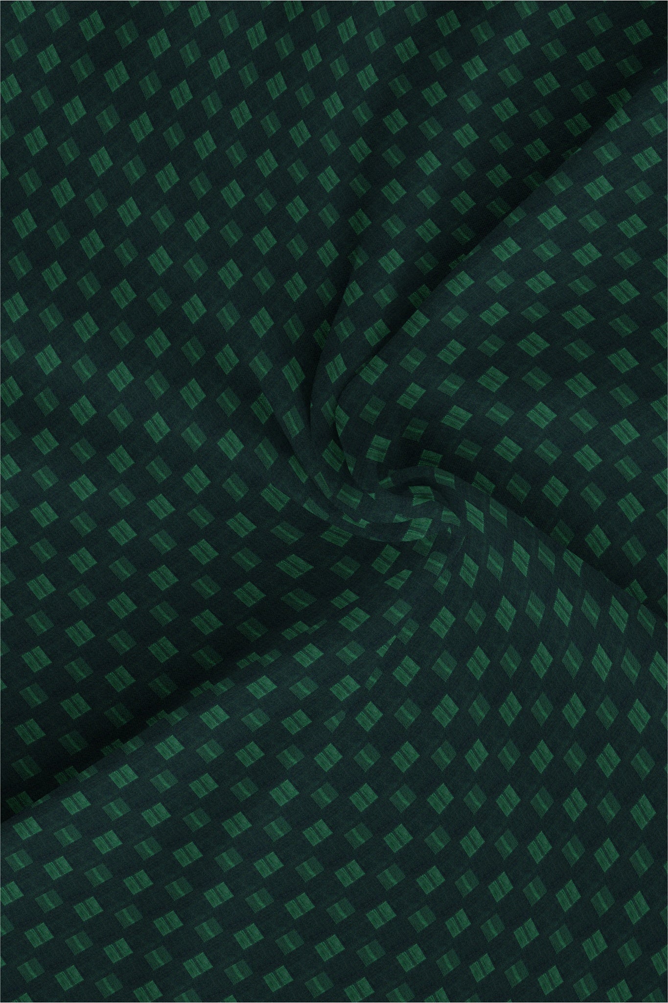 Jet Black and Castleton Green Two Toned Jacquard Square Printed Premium Cotton Shirt