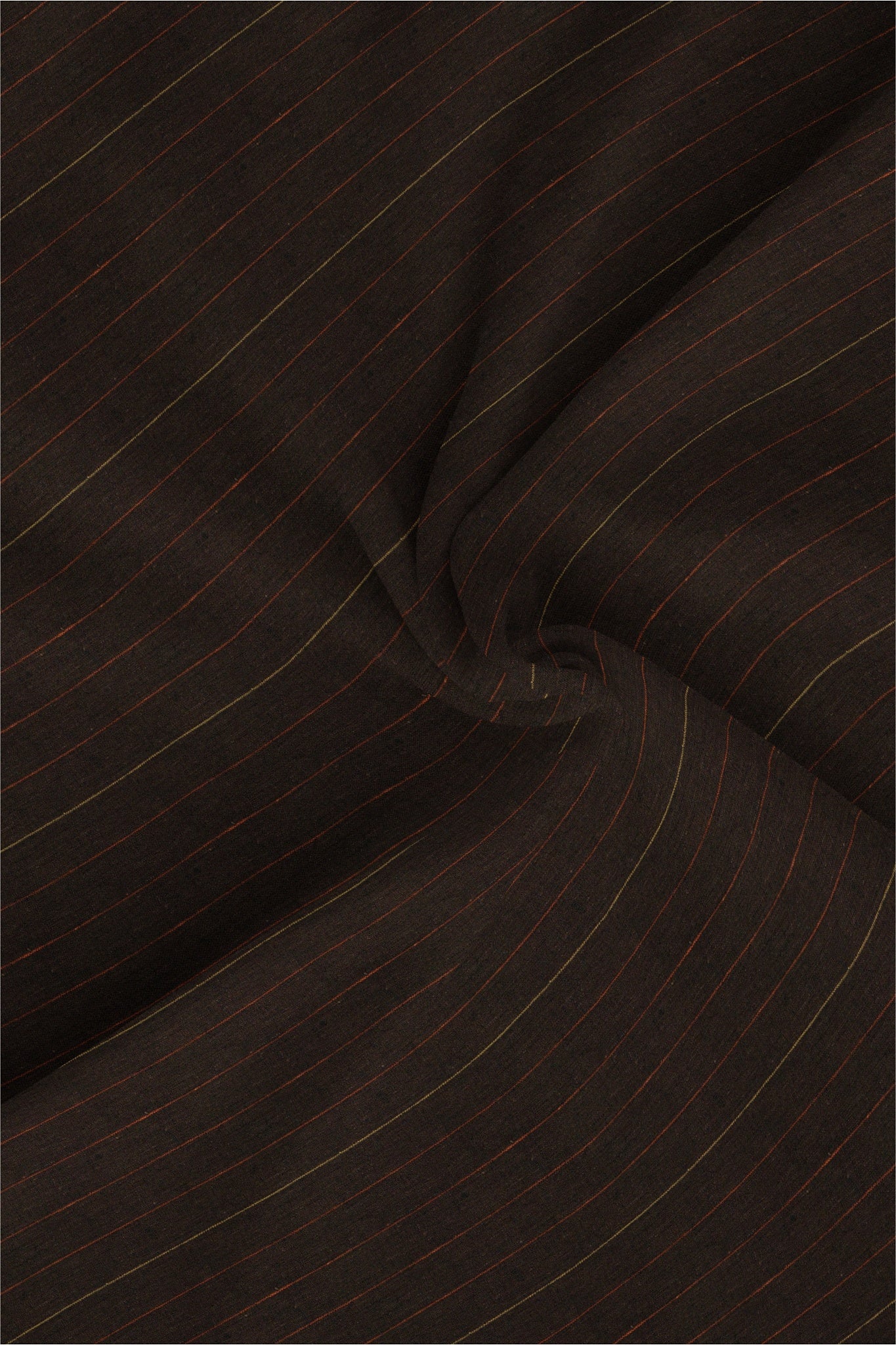 Bistre Brown with Khaki and Rust Red Pinstripes Cotton Shirt