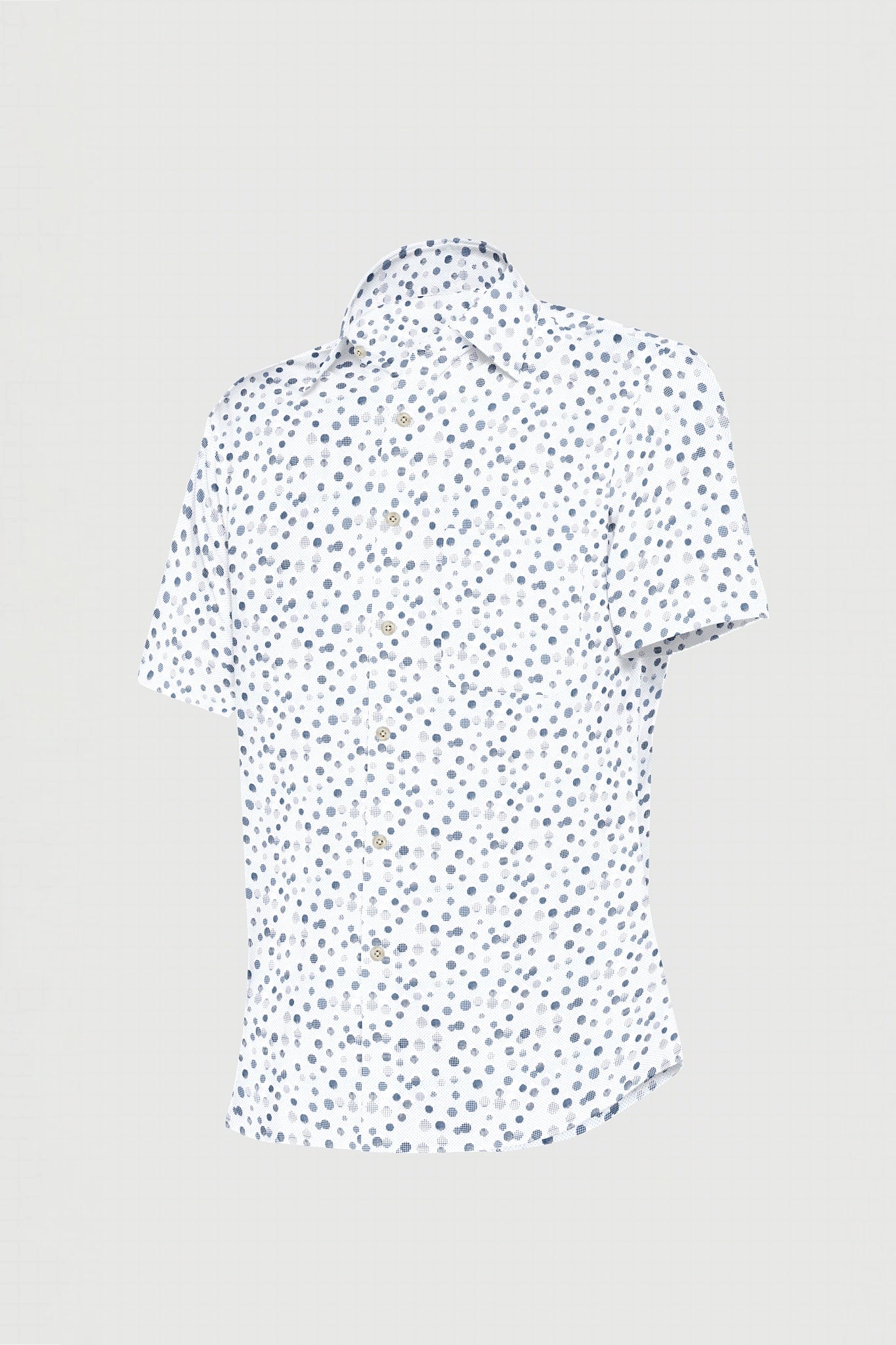White and Broncos Navy Round Mesh Pattern Printed Cotton Shirt