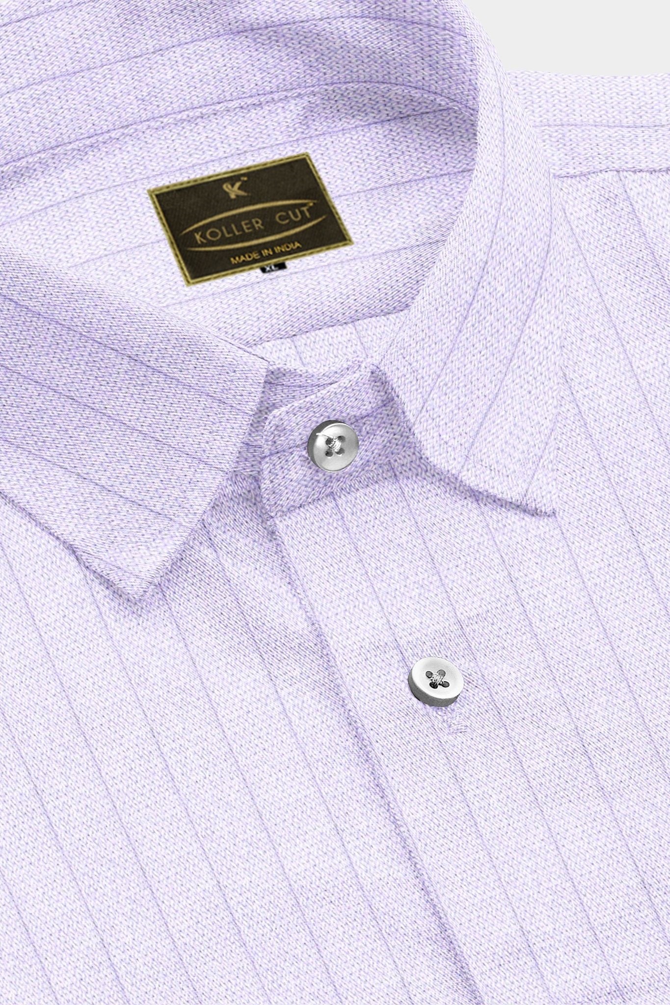 Lavender Purple and White Pinstripes Cotton Shirt