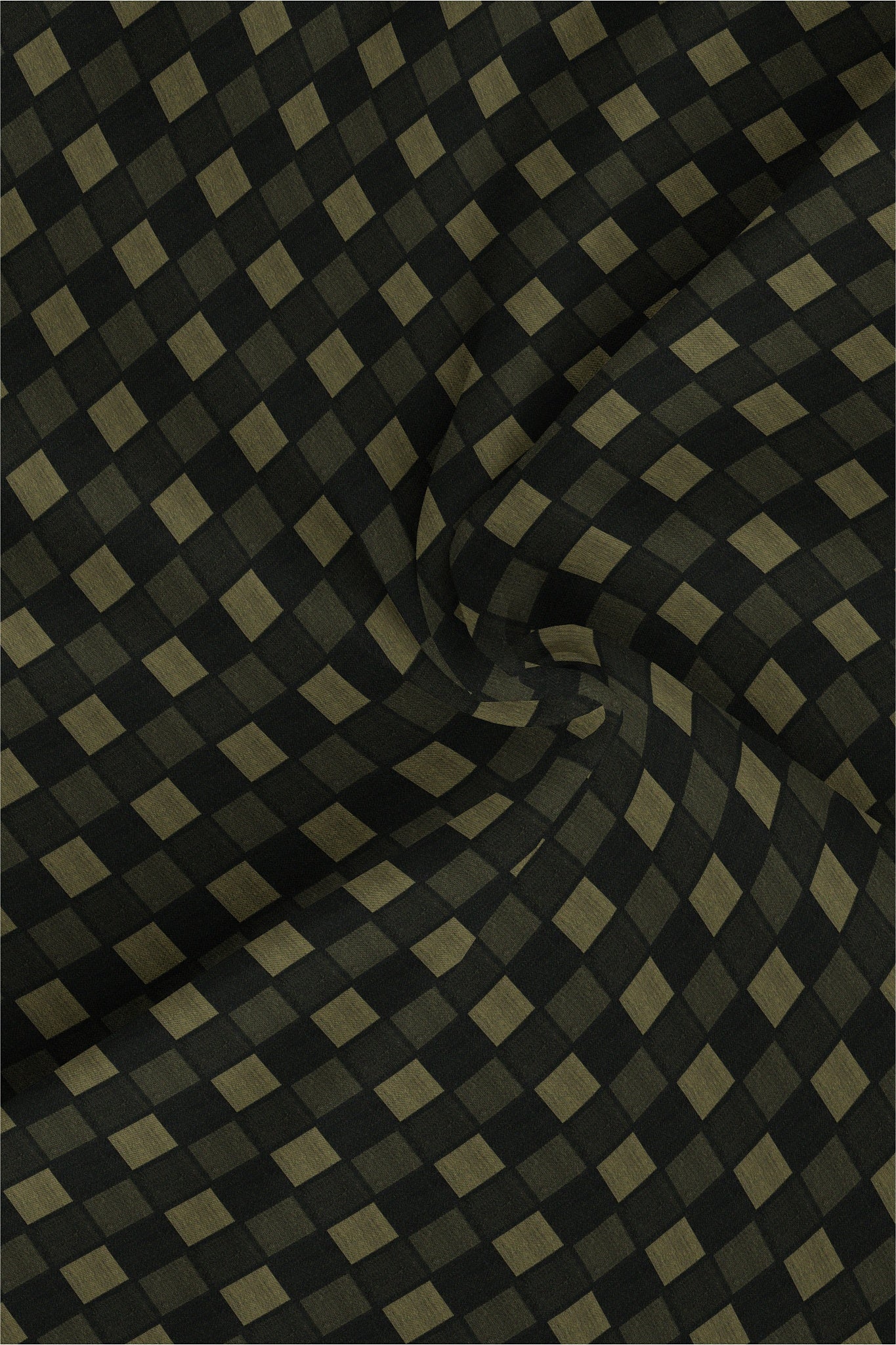 Caviar Black with Ecru Jacquard Box Checks Two Toned Premium Cotton Shirt