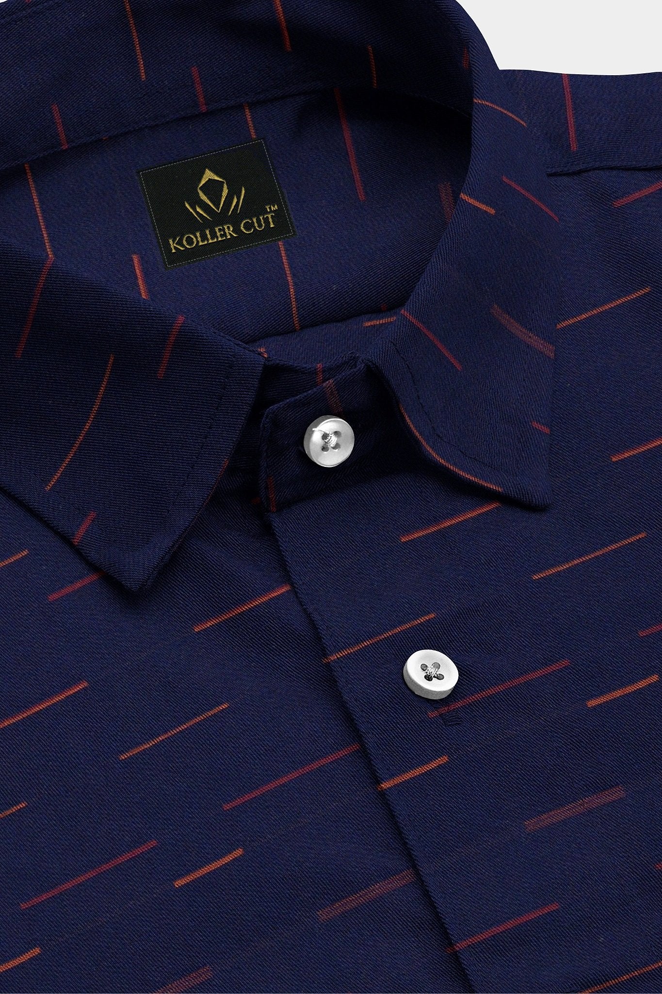 Sodalite Blue and Claret Red Jacquard Dash Stripes Premium Cotton Shirt