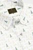 White with Olive Green and Castleton Green Chevron Arrow Printed Luxurious Linen Shirt - Stitching Shirt in Bengaluru