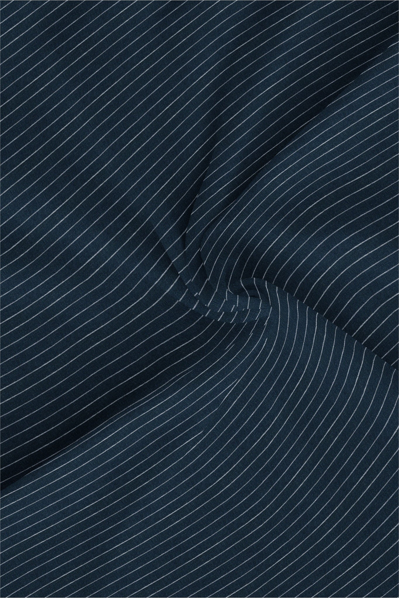 Dark Navy Blue and White Pinstripes Pure Linen Shirt