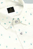 Bright White and Turquoise Blue Cactus Printed Luxurious Linen Shirt - Buy Linen Shirt in Bengaluru