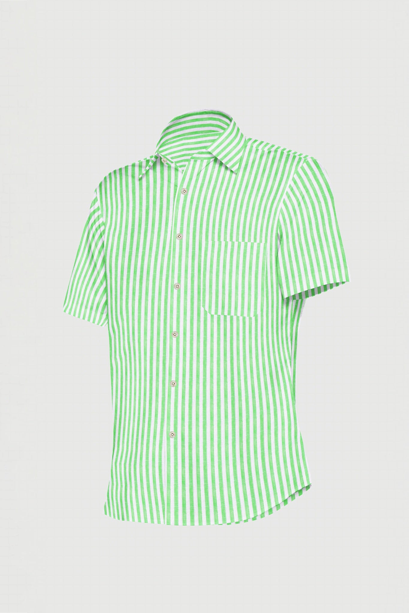 Seafoam Green and White Candy Stripes Pure Linen Shirt