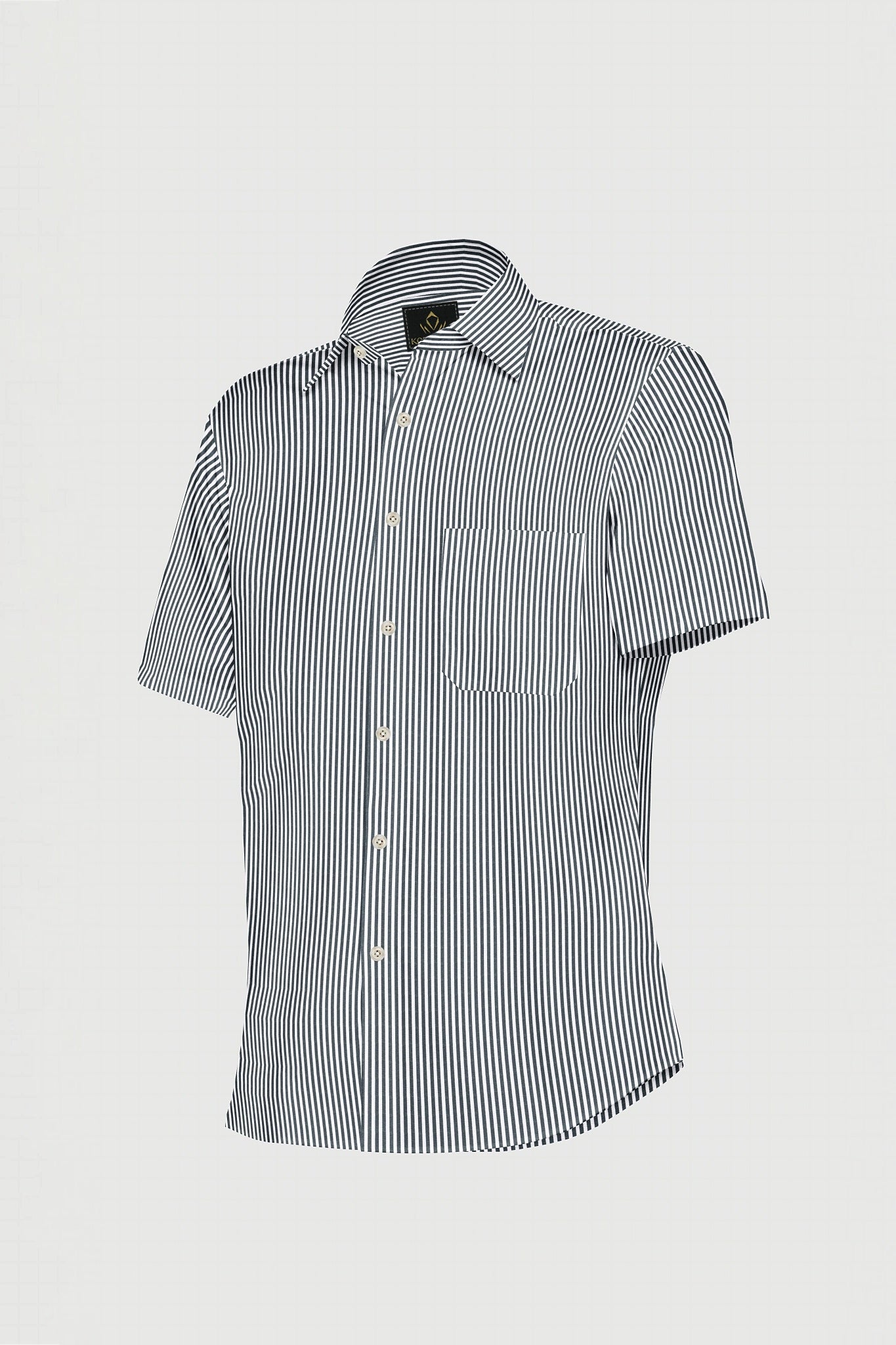 Charcoal Black and White Candy Stripes Cotton Shirt