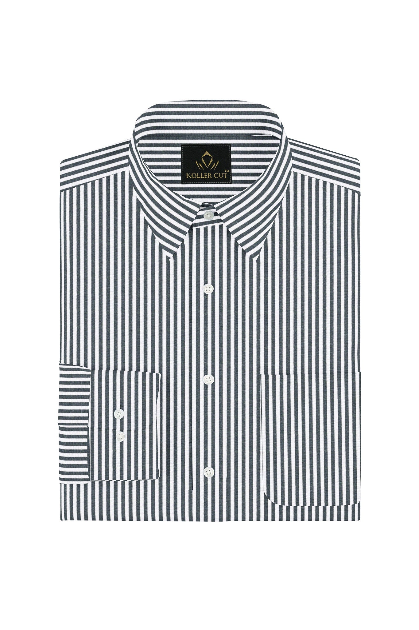Charcoal Black and White Candy Stripes Cotton Shirt