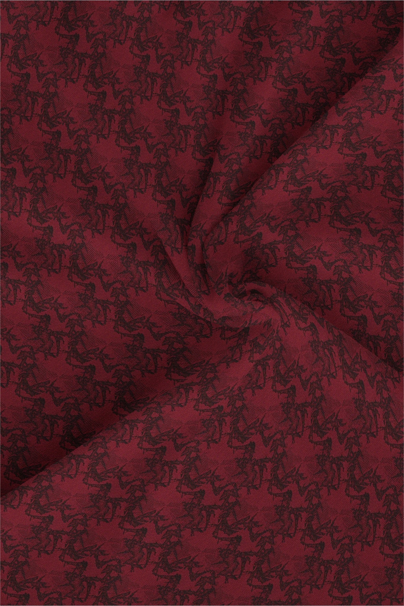 Carmine Red and Jade Black Jacquard Thorn Printed Egyptian Giza Cotton Shirt