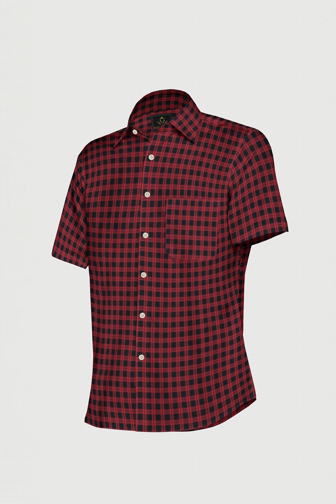 Obsidian Black and Auburn Red Gingham Checks Premium Cotton Shirt