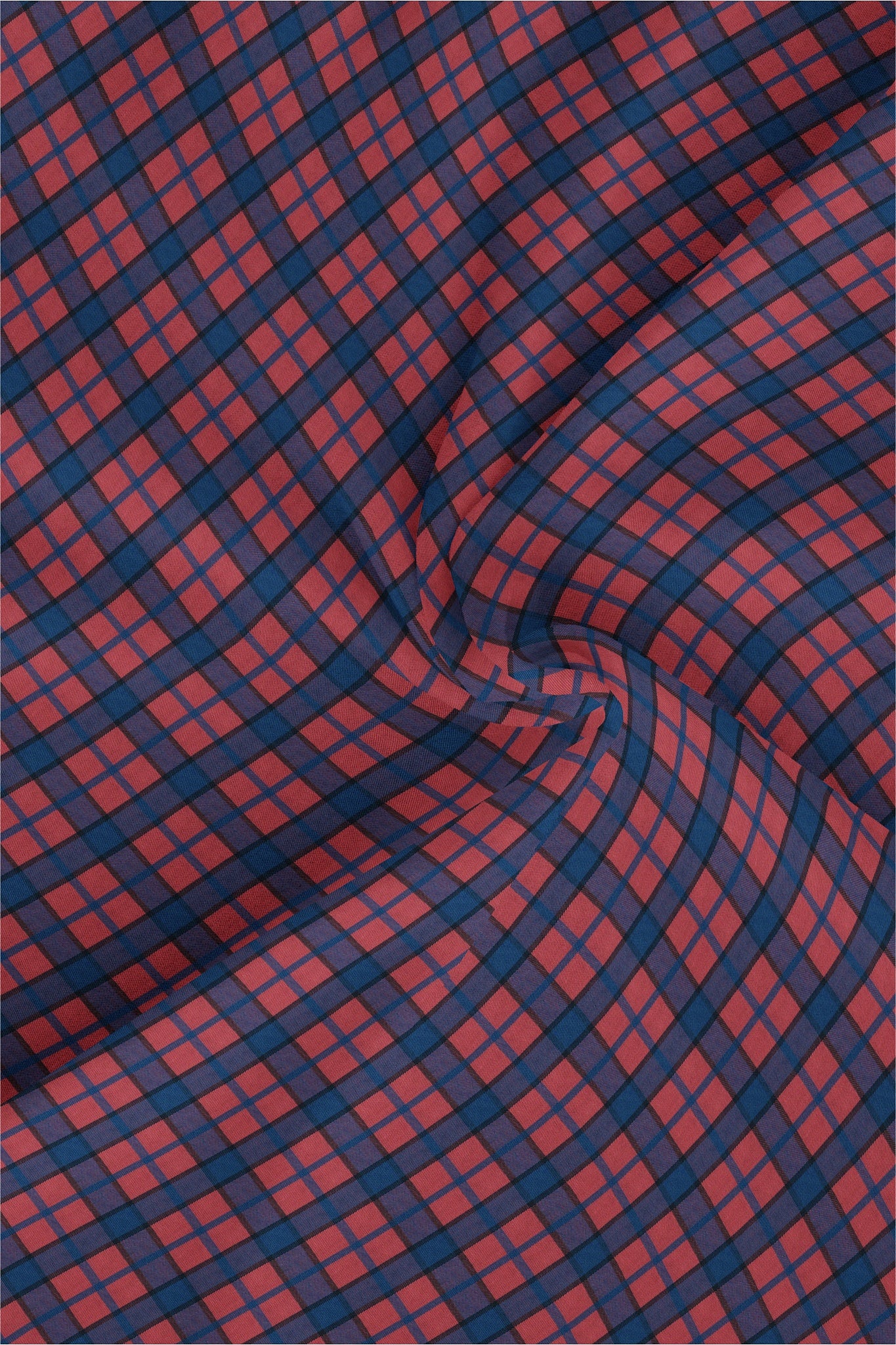 Auburn Red with Cyprus Blue and Royal Blue Checks Premium Cotton Shirt