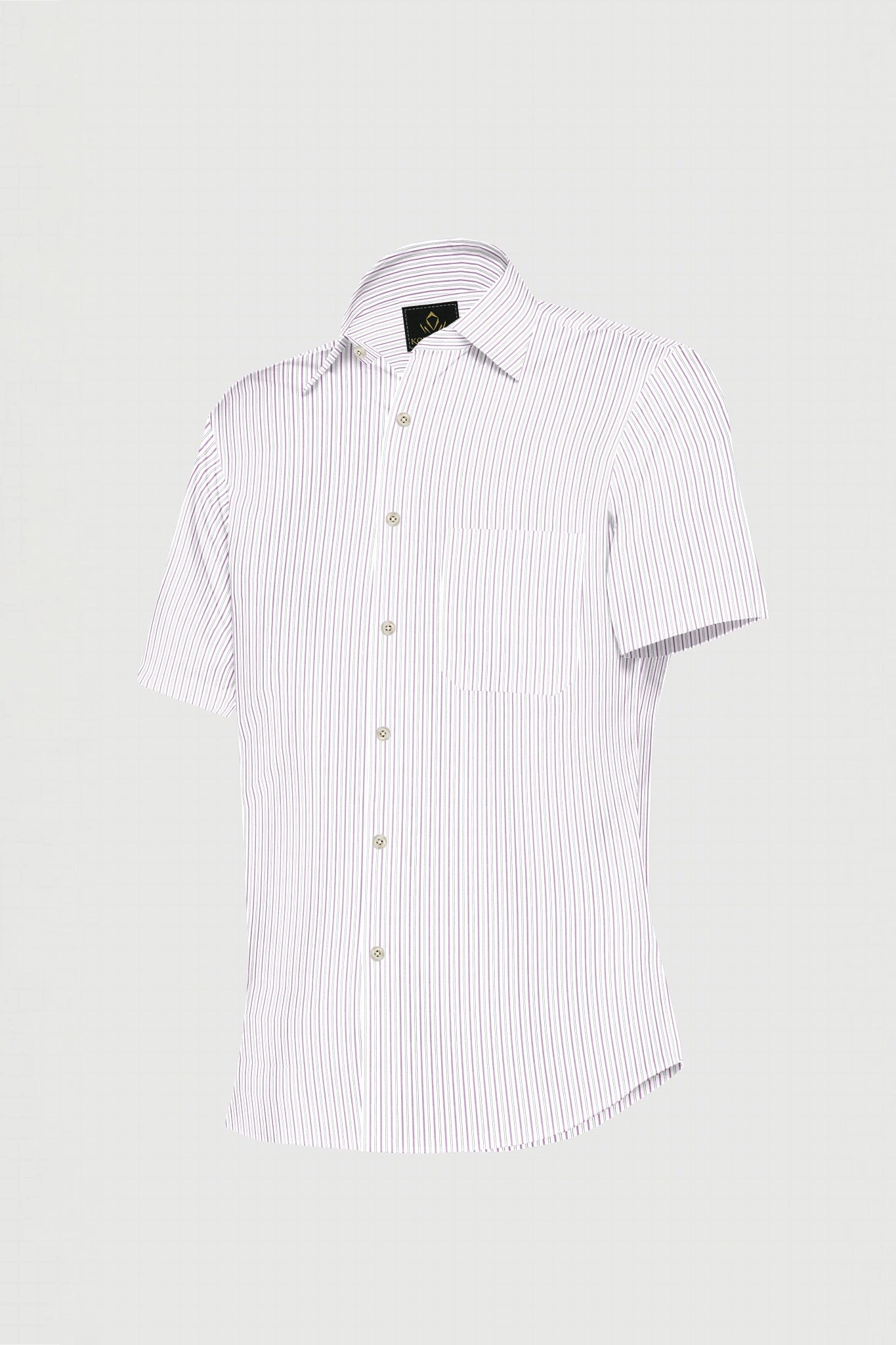 White and Mauve Purple Multitrack Stripes Cotton Shirt