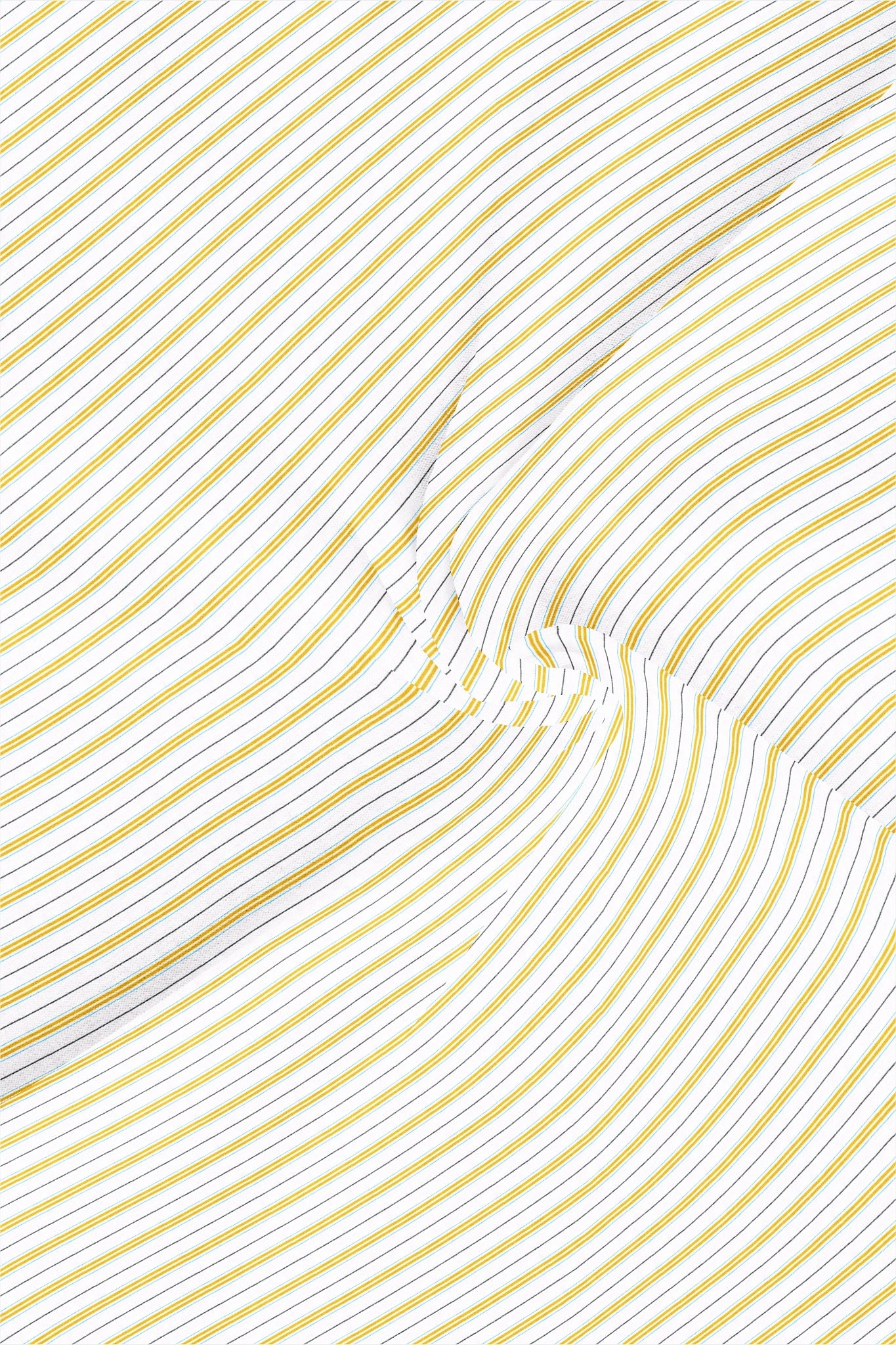 White with Freesia Yellow and Black Stripes Egyptian Giza Cotton Shirt