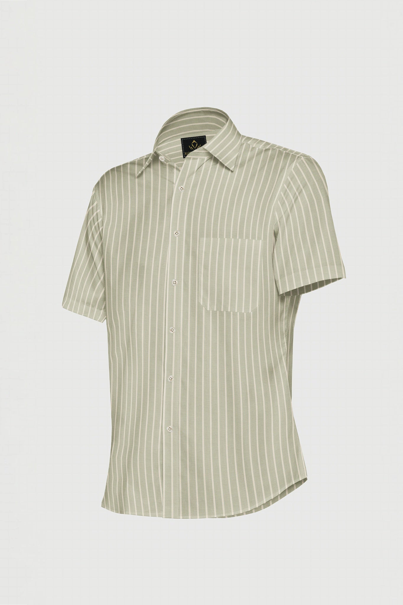 Moth Cream with White and Papyrus Cream Stripes Giza Cotton Shirt