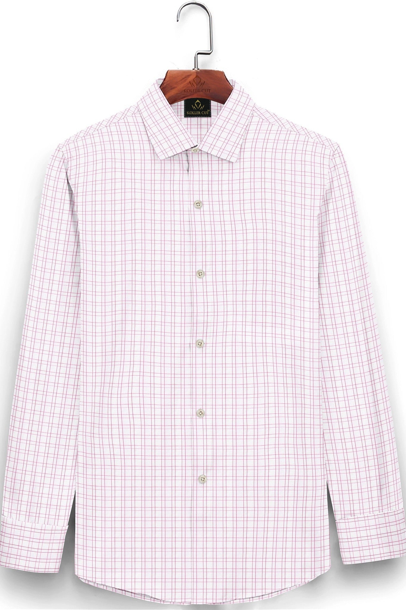 White with Cordovan Red Checks Premium Cotton Shirt