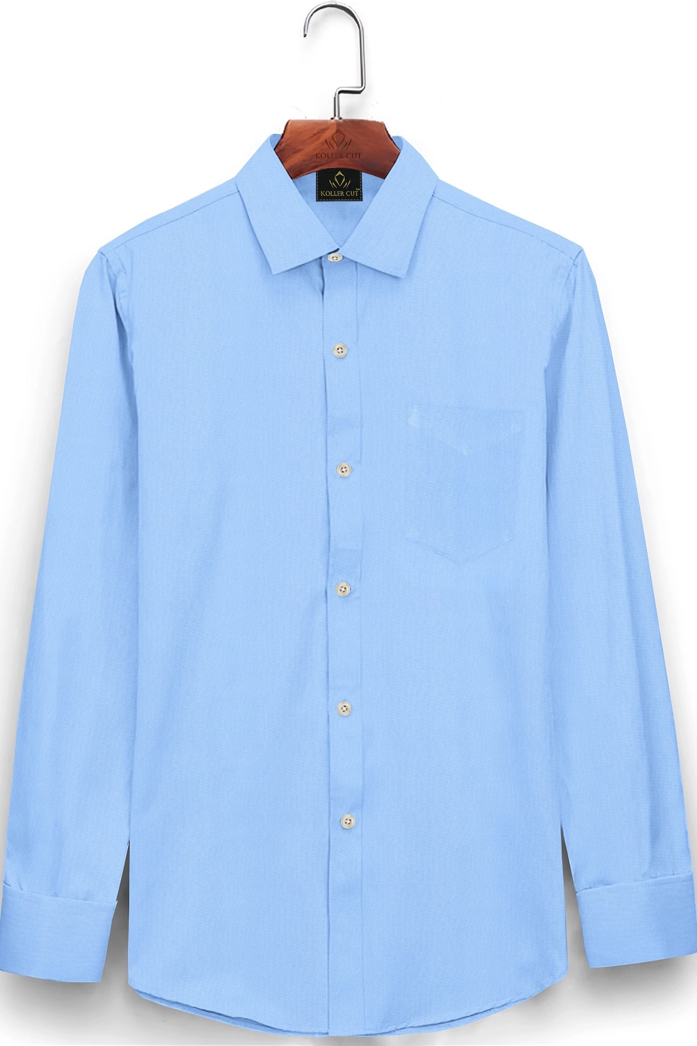 Placid Blue Solid Premium Modal Cotton Shirt