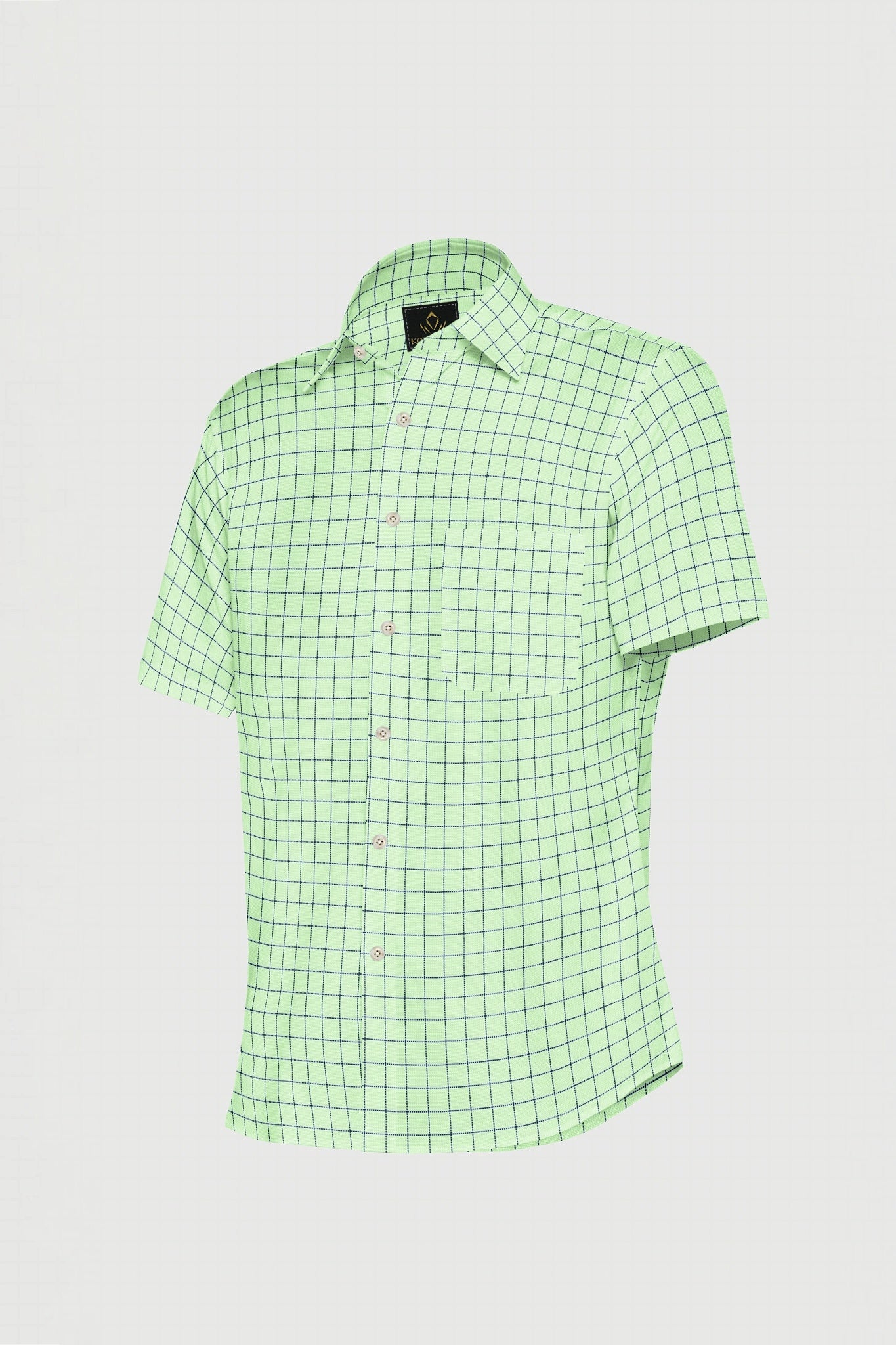 Pistachio Green and Legion Blue Jacquard Windowpane Checks Premium Cotton Shirt