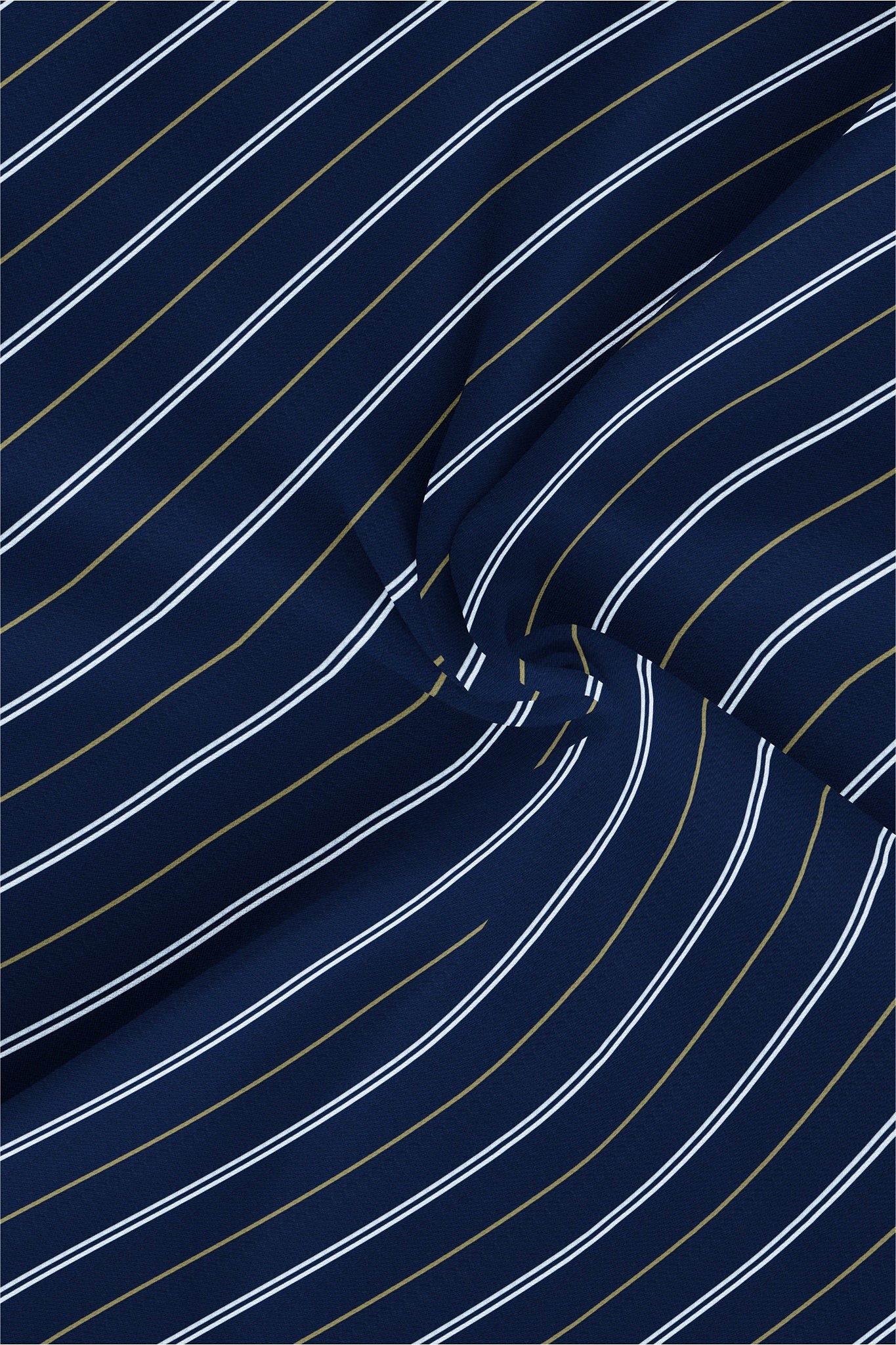 Mazarine blue with Moth Cream and White Stripes Cotton Shirt