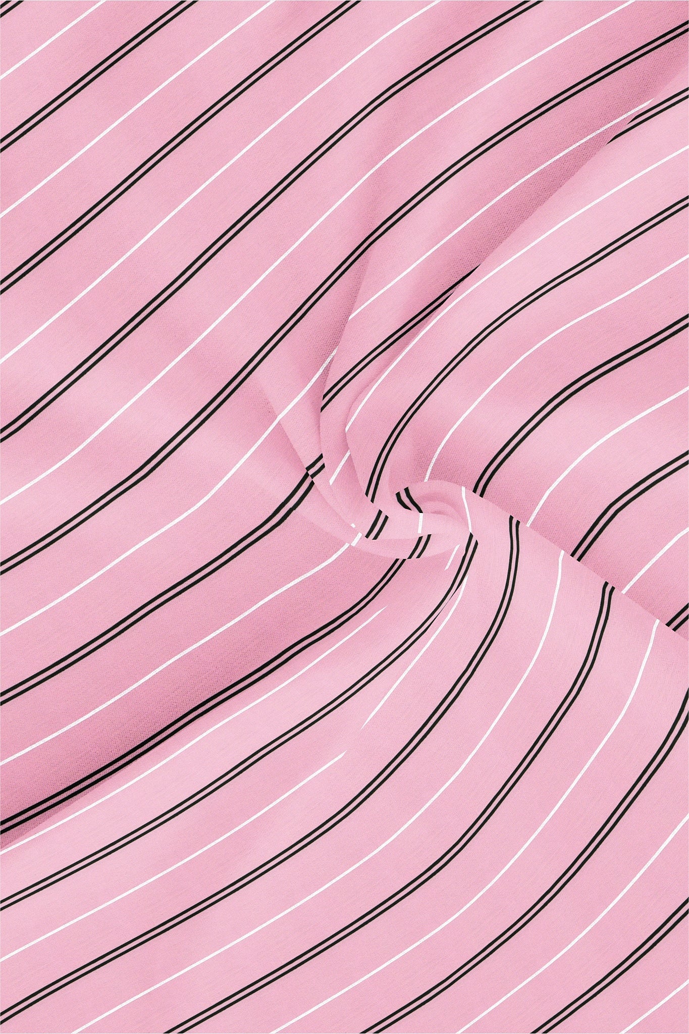 Geranium Pink with Black and White Stripes Cotton Shirt