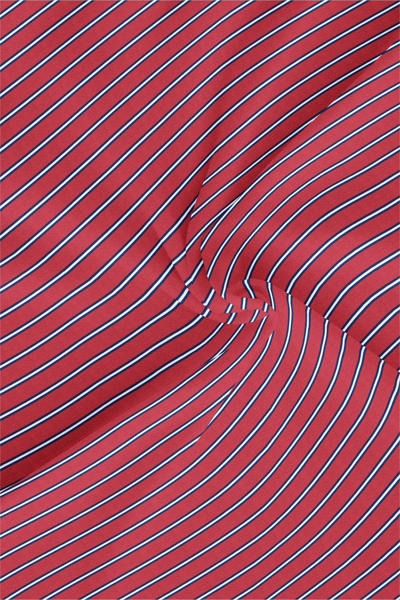 Baroque Rose Red with Peony Blue and White Stripes Cotton Shirt