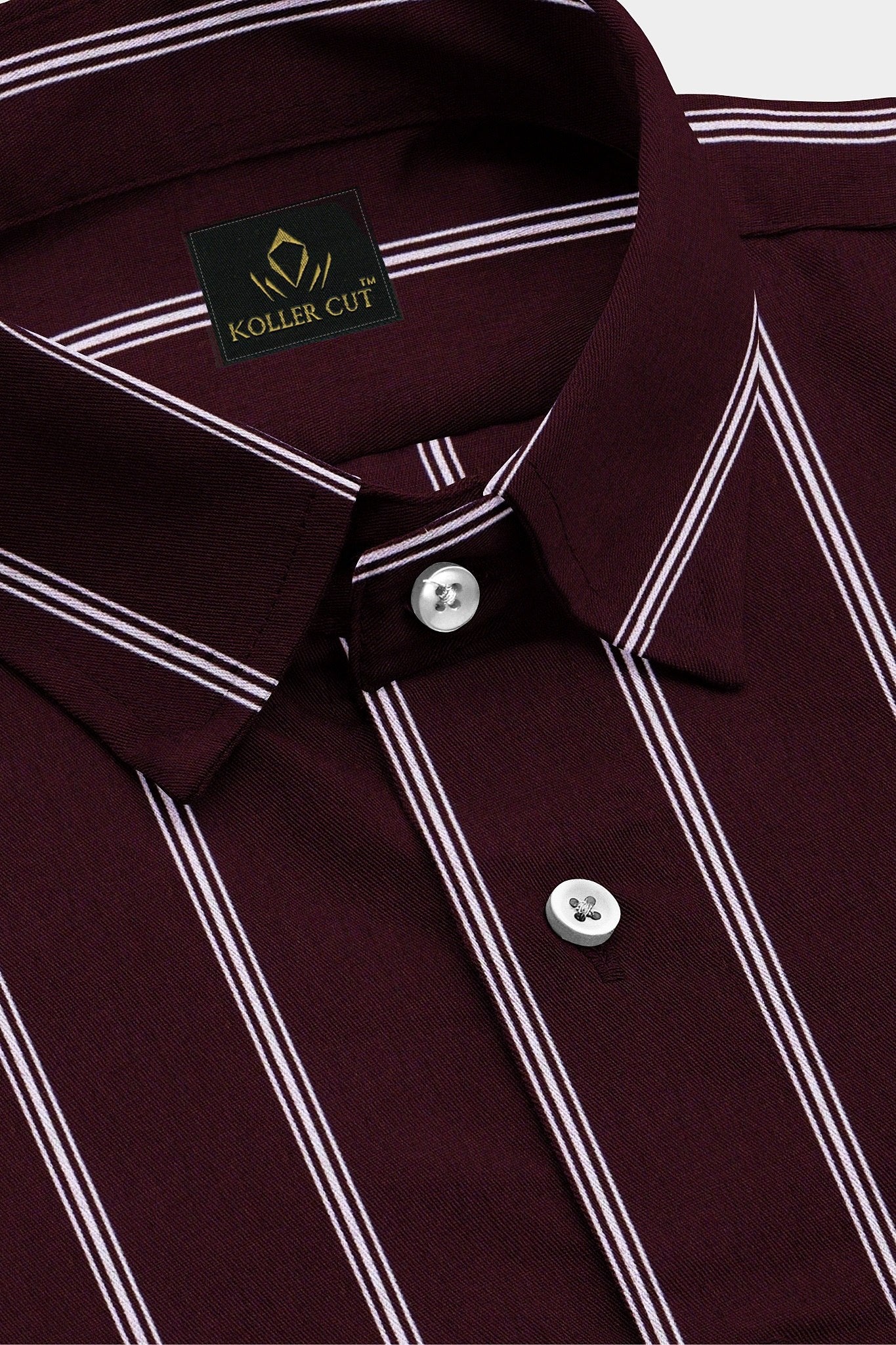linen plus size shirts for men in Chennai India - Cabernet Red and White Stripes Cotton Shirt