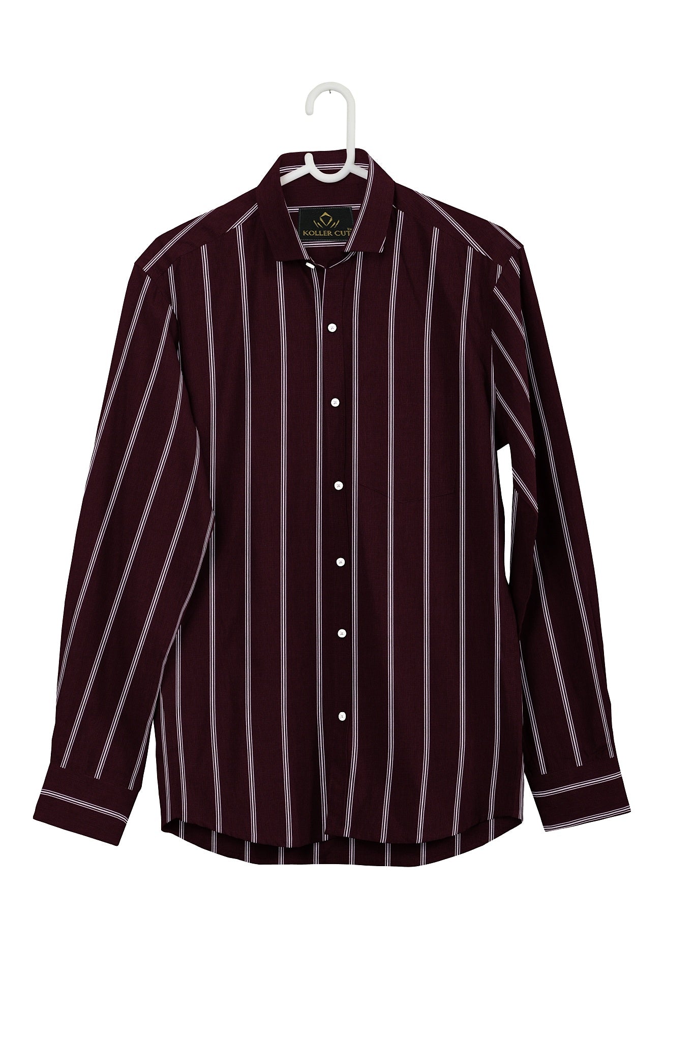 linen plus size shirts for men in Chennai India - Cabernet Red and White Stripes Cotton Shirt