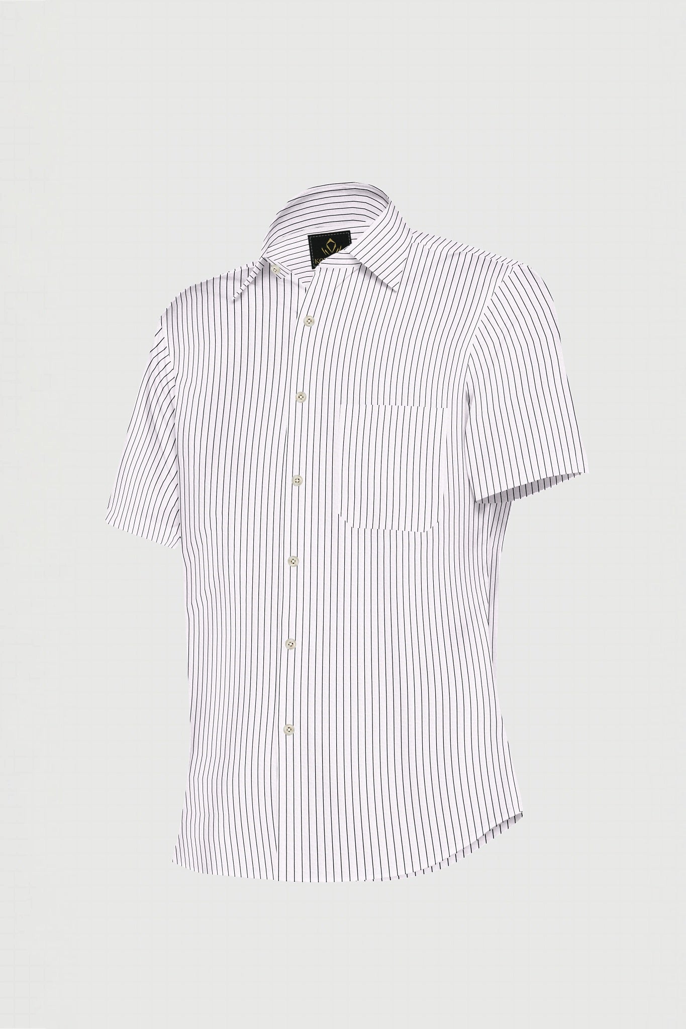 Jet Black and White Pinstripes Cotton Shirt