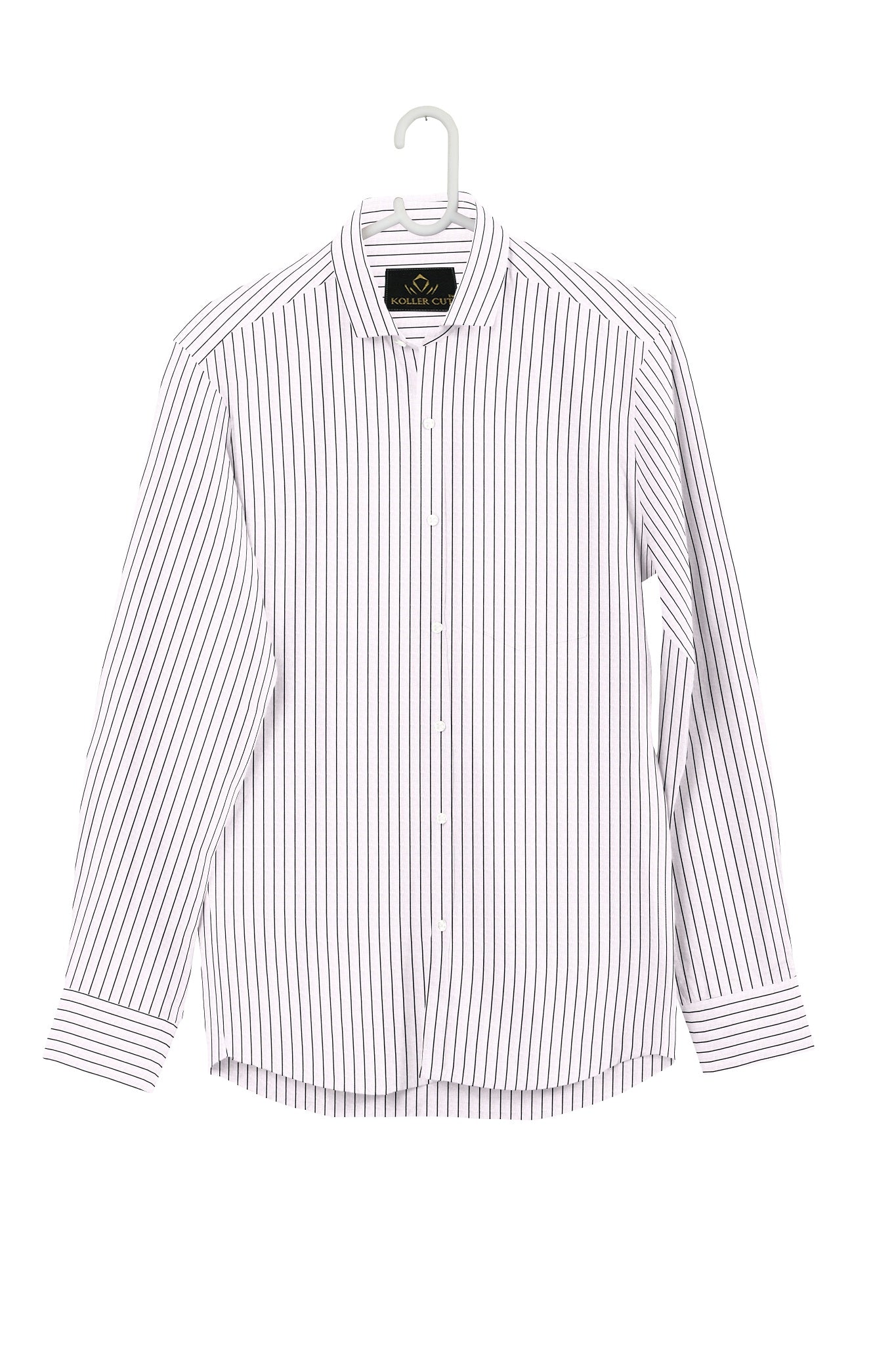 Jet Black and White Pinstripes Cotton Shirt
