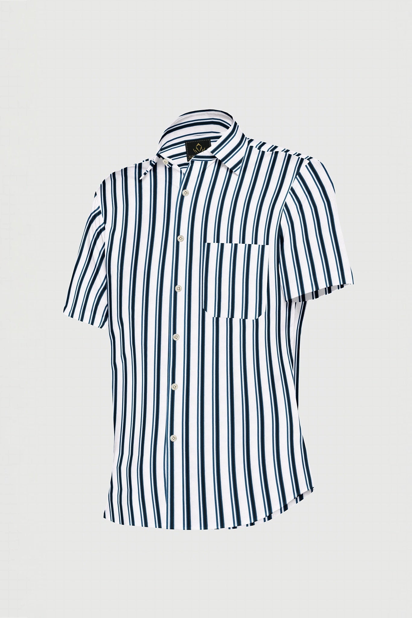 White and Vallarta blue Stripes Cotton Shirt