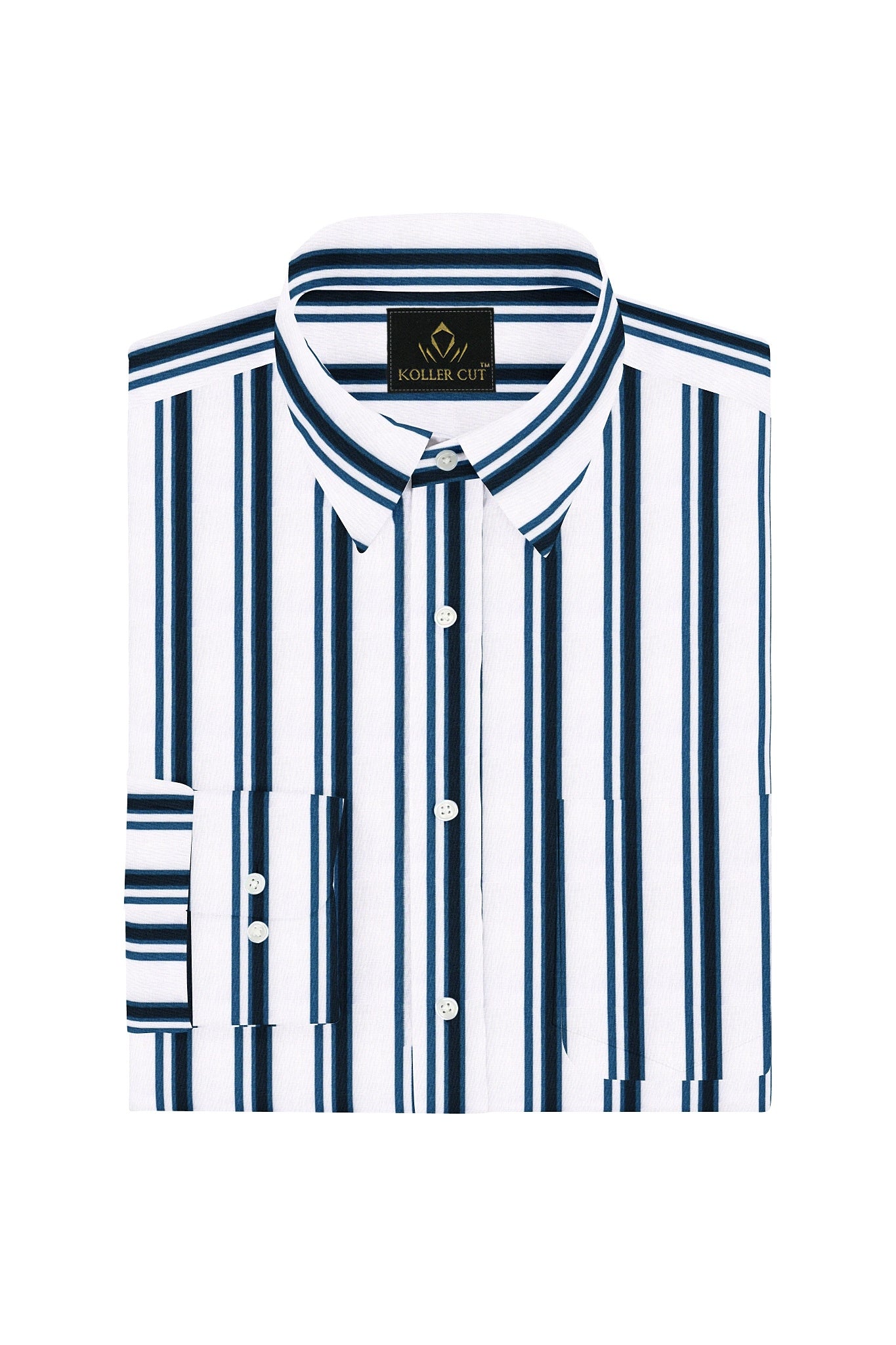 White and Vallarta blue Stripes Cotton Shirt