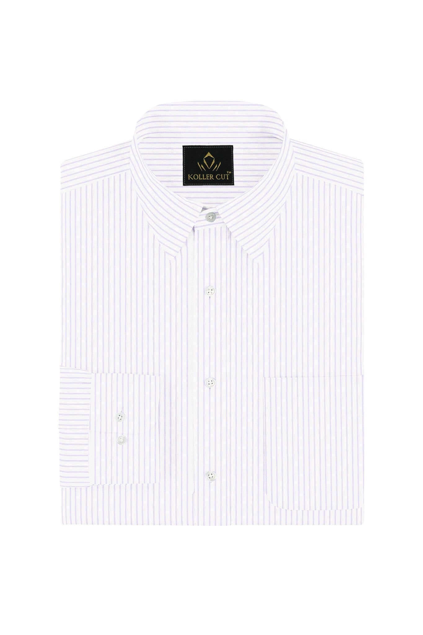 White and Sheer Lilac Purple Pinstripes Cotton Shirt