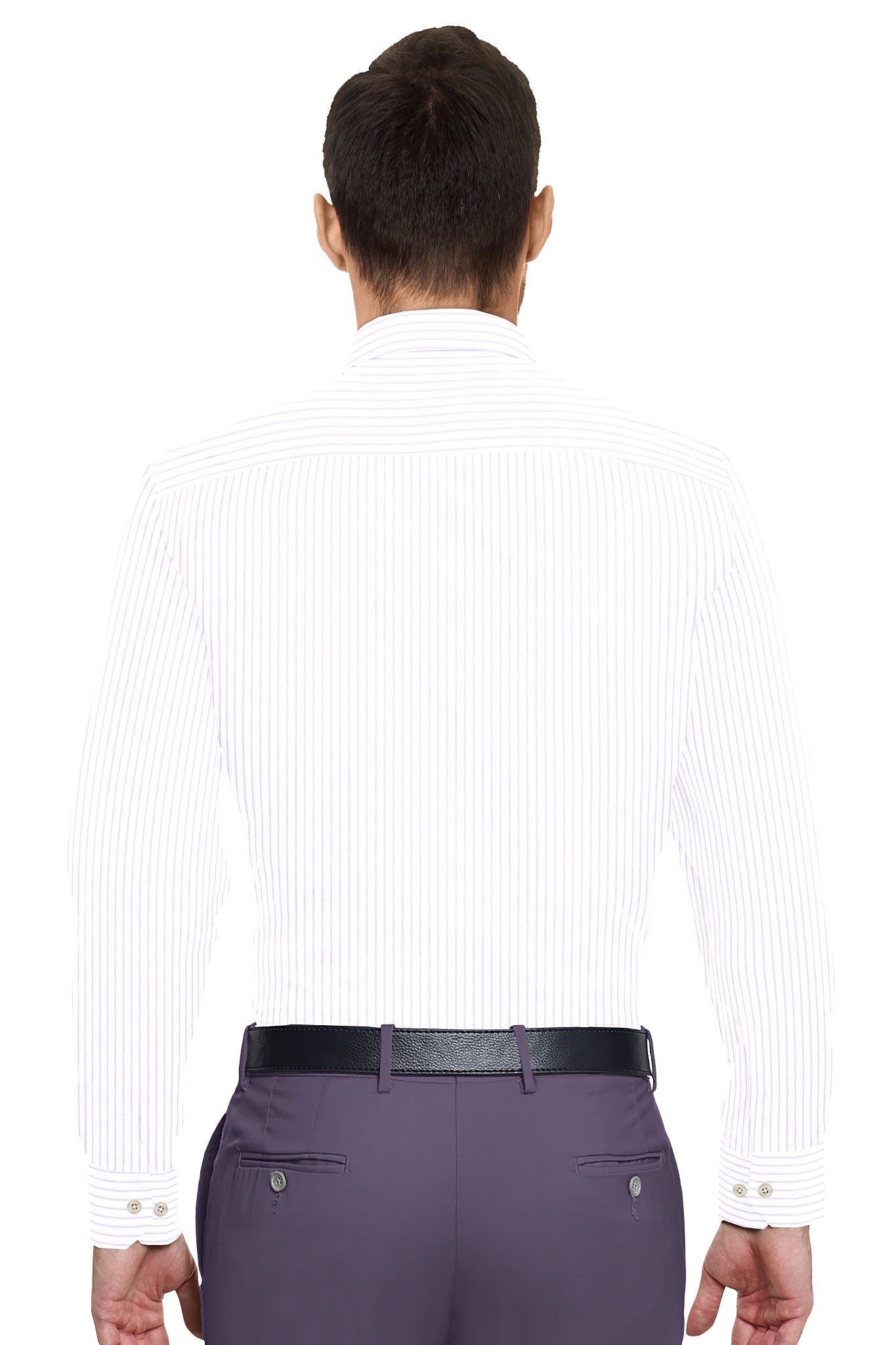 White and Sheer Lilac Purple Pinstripes Cotton Shirt