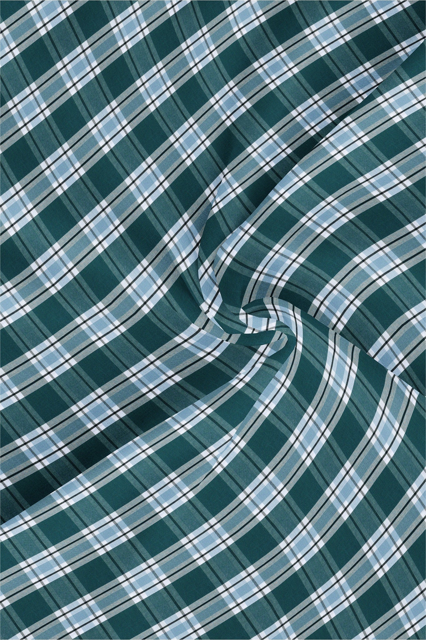 Kollercut-White with Agate Green and Omphalodes Blue Checks Cotton Shirt