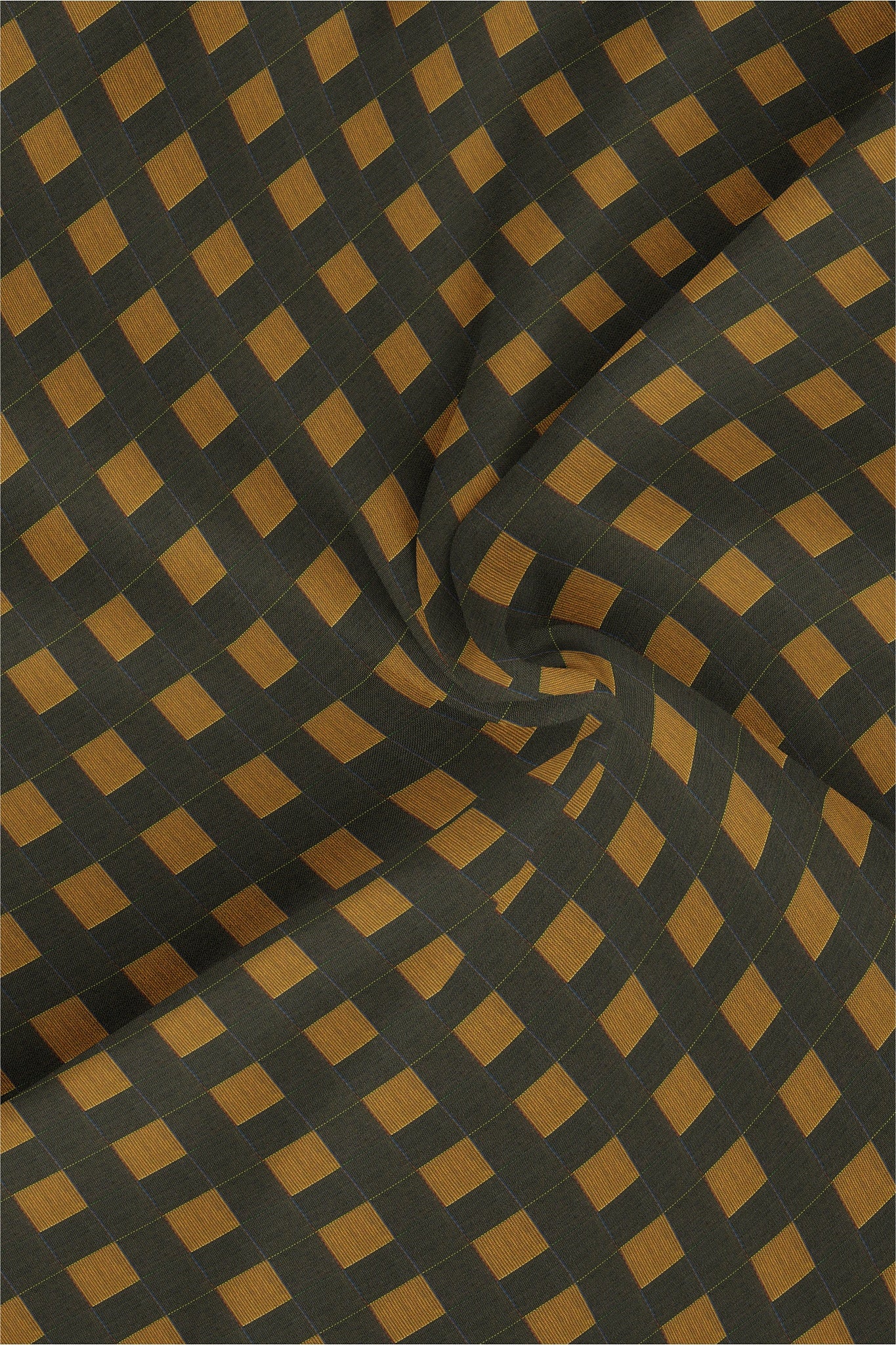 Umber Brown with Golden Brown and Citron Yellow Checks Premium Egyptian Giza Cotton Shirt
