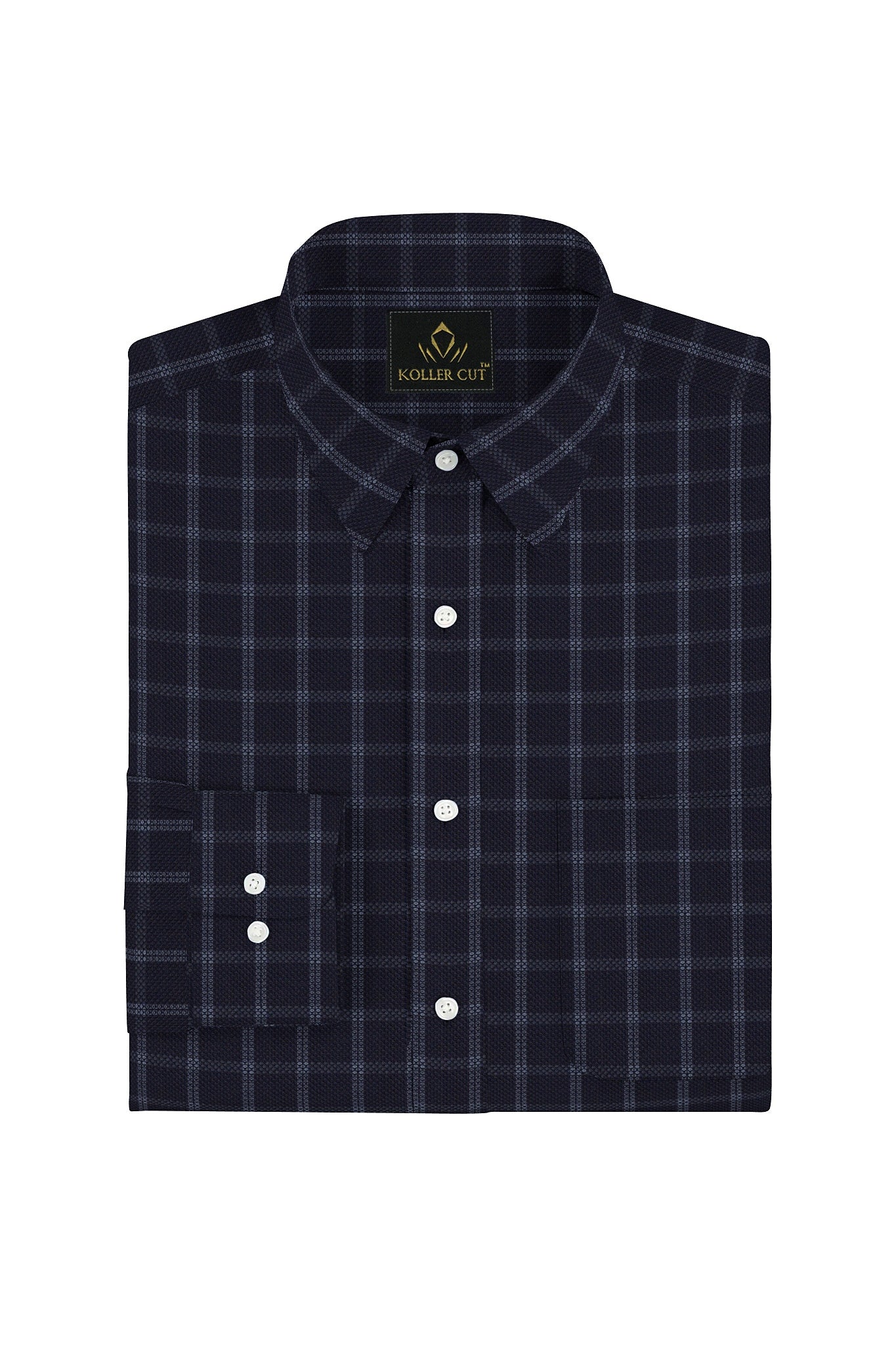 Jade Black and White Jacquard Checks Egyptian Giza Cotton Shirt