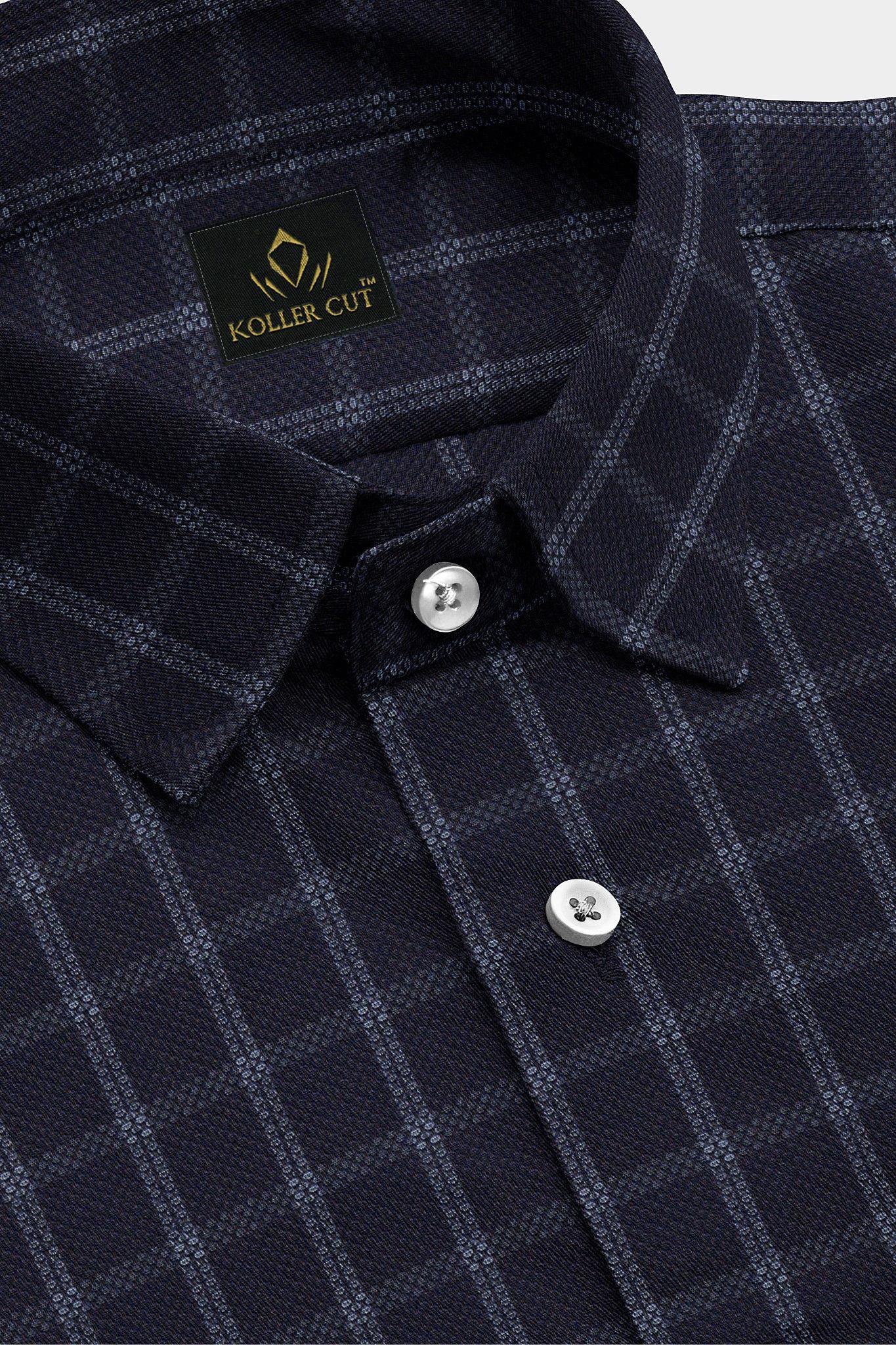 Jade Black and White Jacquard Checks Egyptian Giza Cotton Shirt
