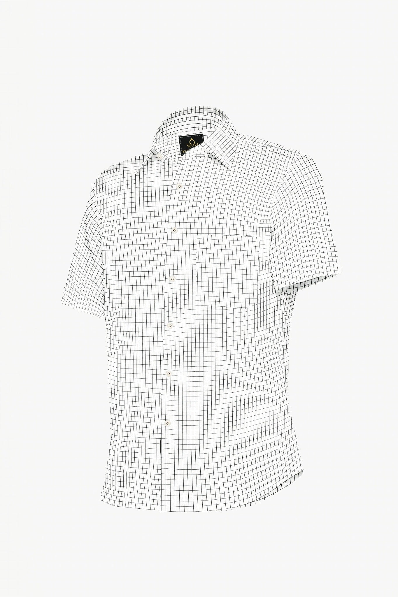 Milk White and Black Checks Cotton Shirt