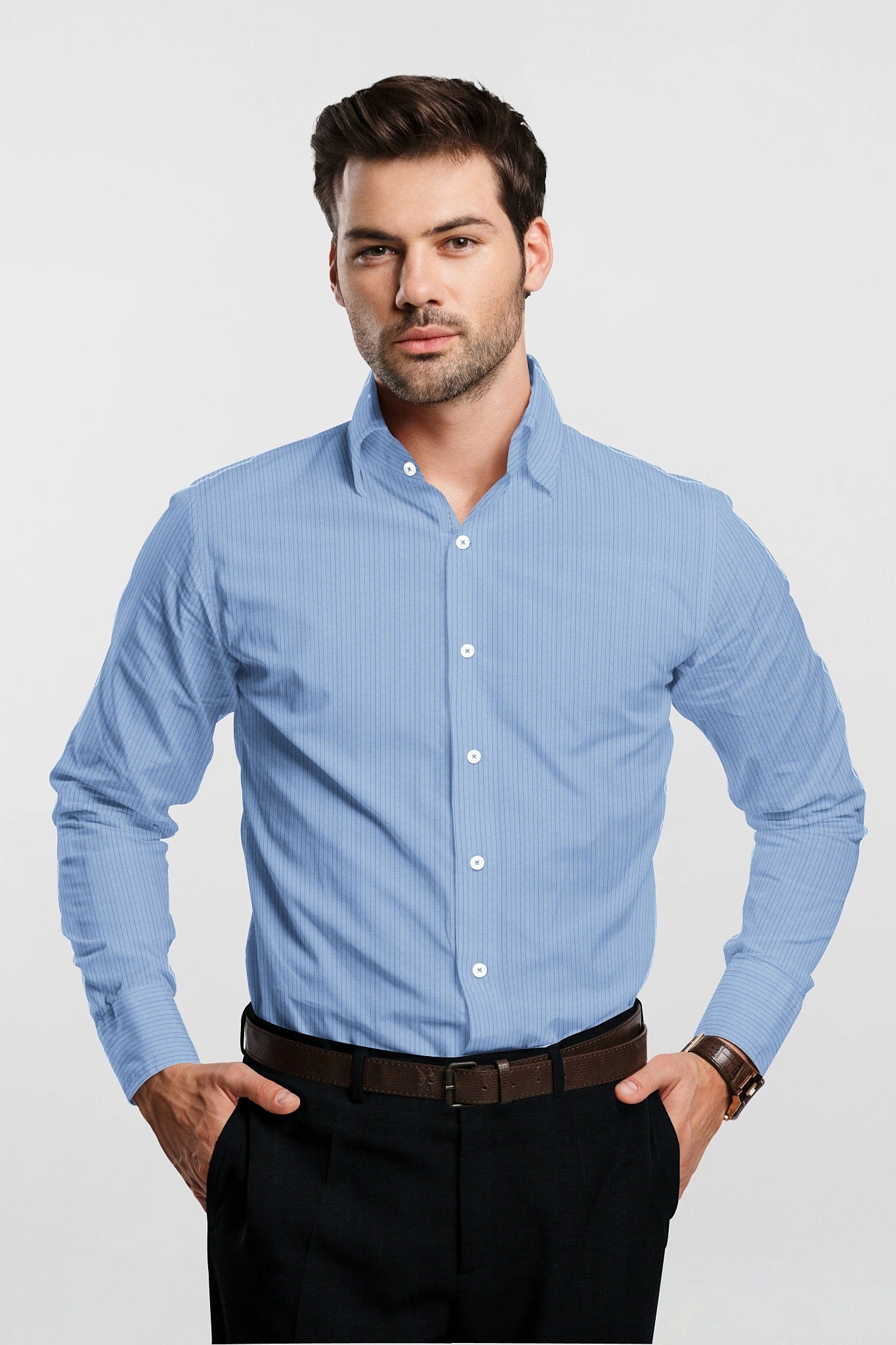 Nautical Blue and Black Stripes Cotton Shirt- Plus size Shirt in India