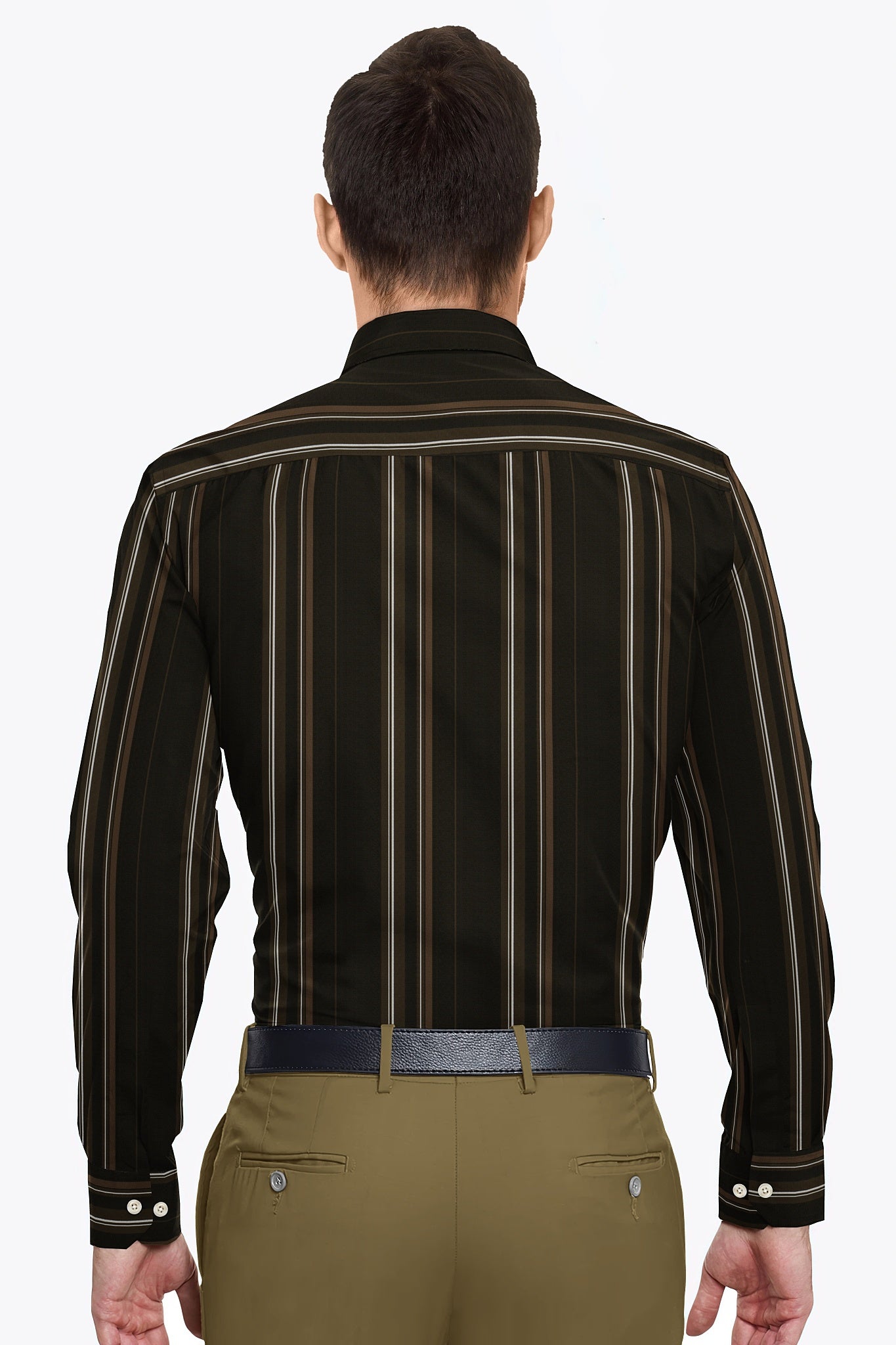 Coffee Brown and Chestnut Brown Stripes Cotton Shirt