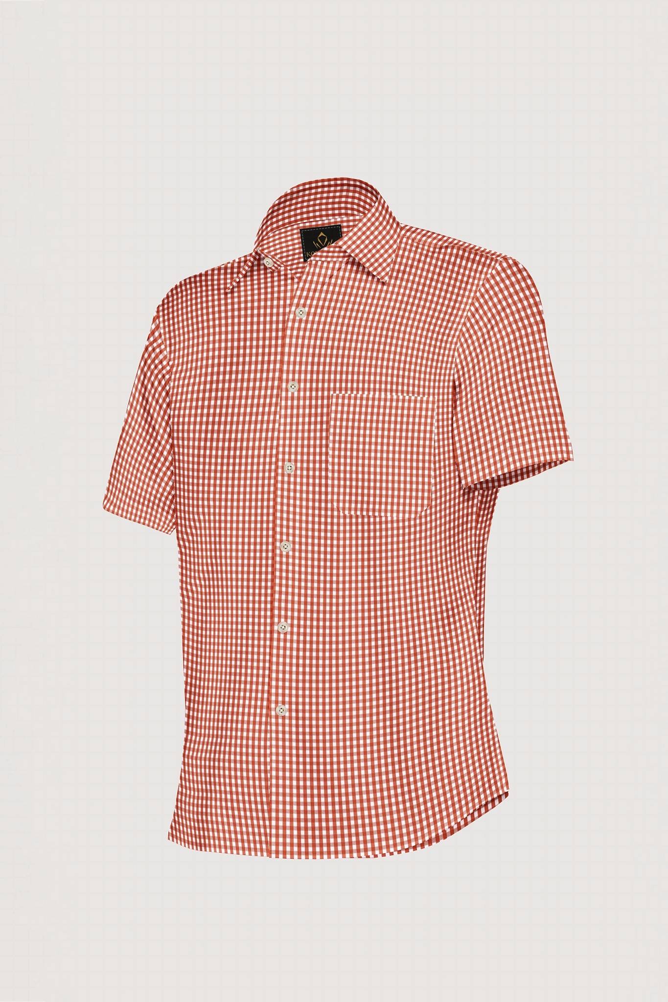 White and Royal Poinciana Red Gingham Checks Premium Cotton Shirt - Premium Cotton Formal Checks Shirts in India - Buy Contrast Stitch Shirt in Mumbai
