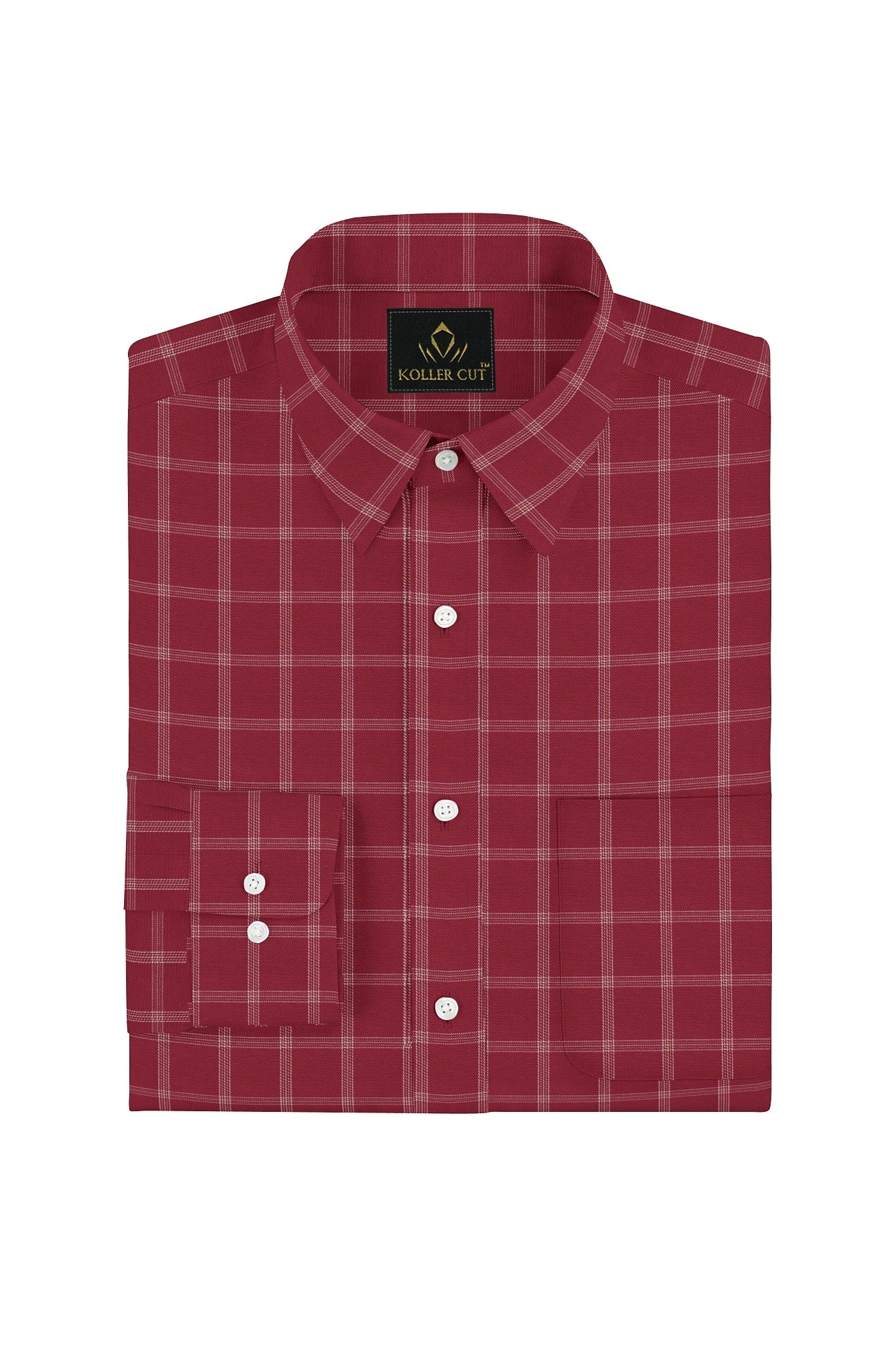 Fiery Red and White Checks Premium Cotton Shirt