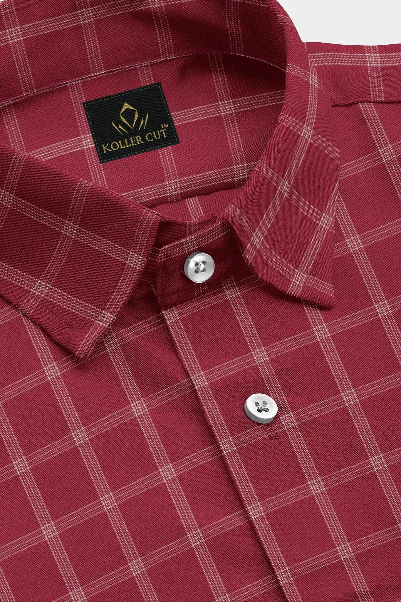 Fiery Red and White Checks Premium Cotton Shirt