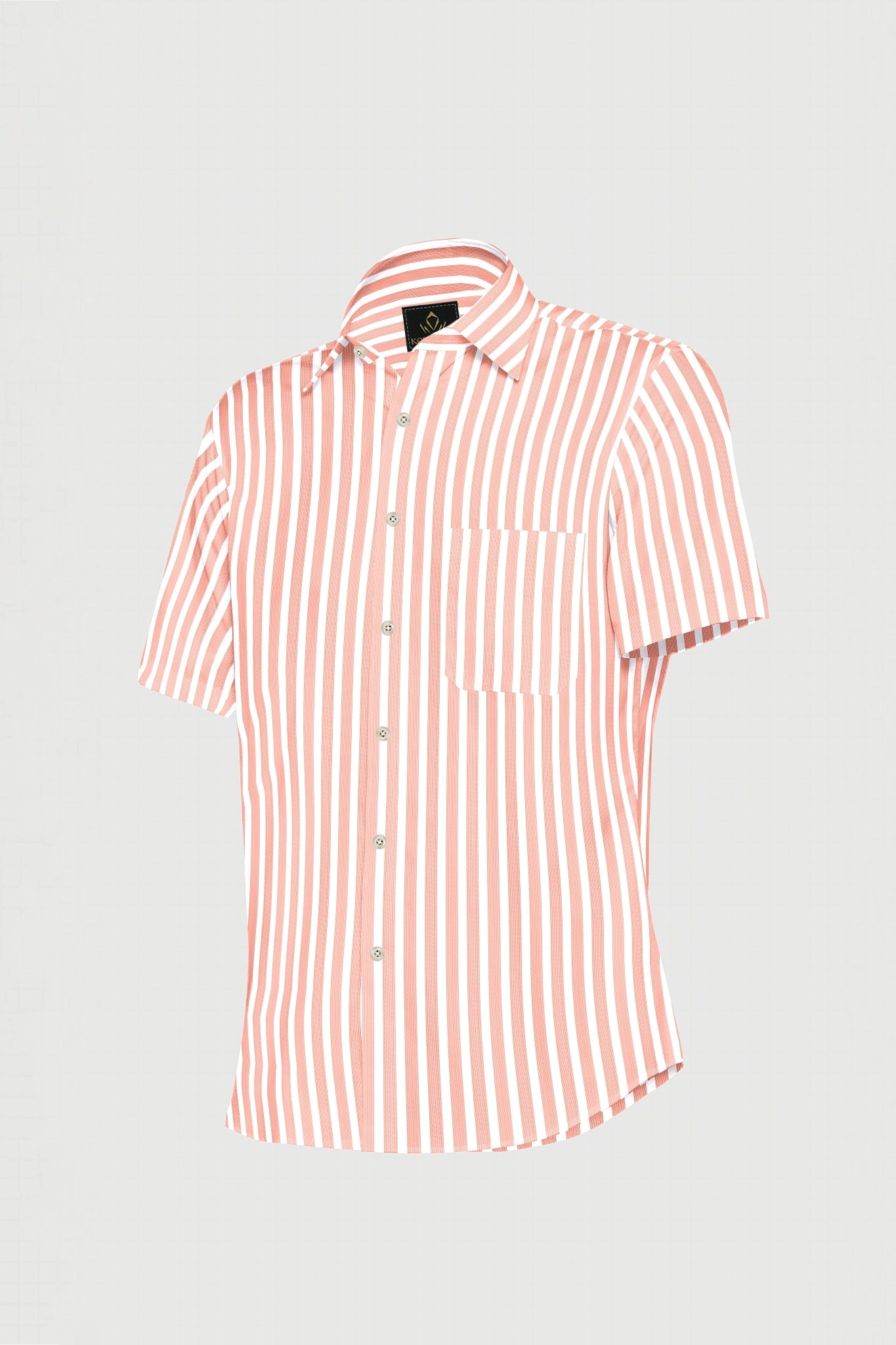White with Salmon Pink Stripes Cotton Shirt Buy Plus size Stripes Shirt in India