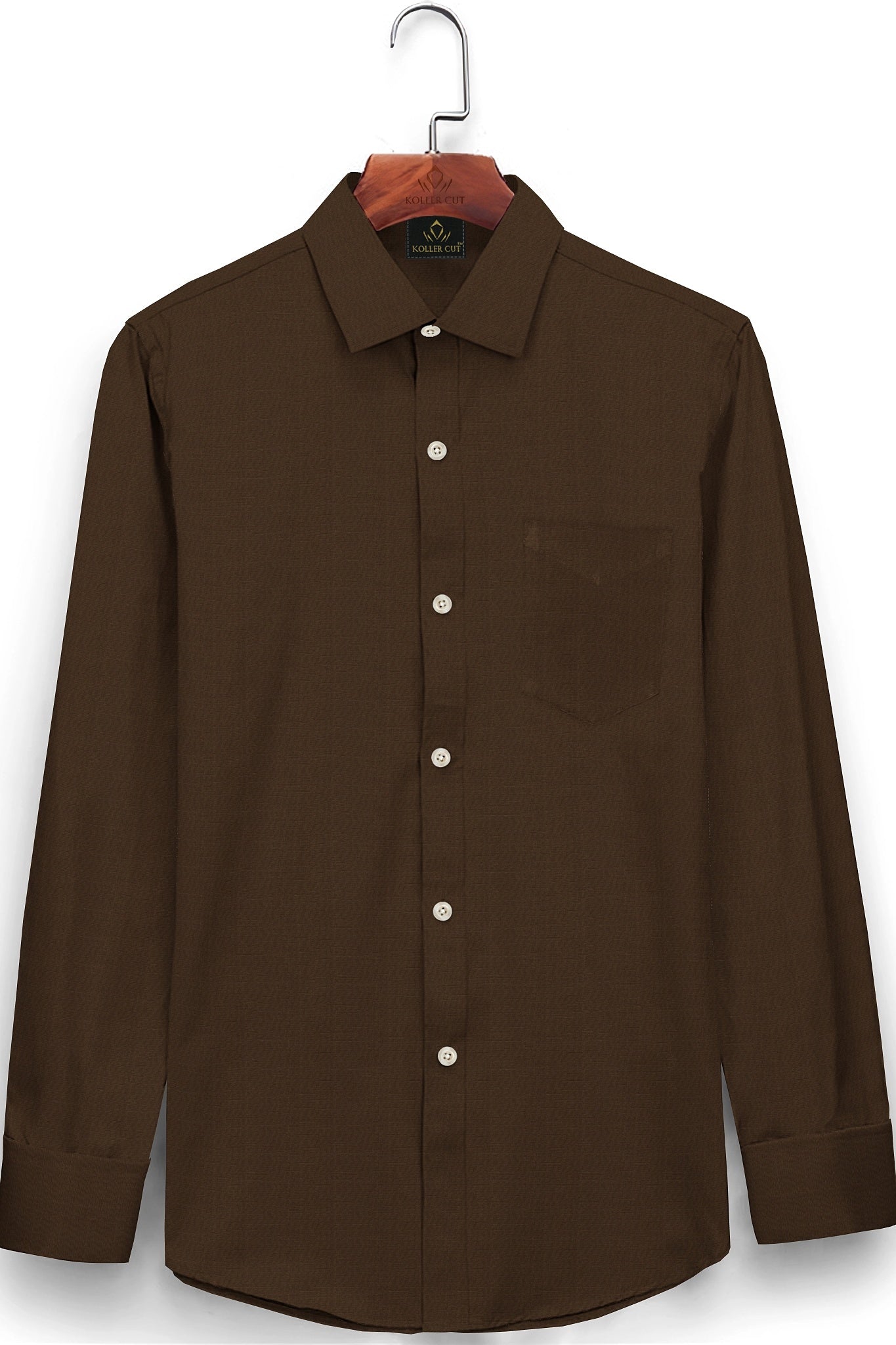 Bison Brown Cotton Shirt Plus Size Plain Shirts in India - Custom Shirts Online in Bengaluru India