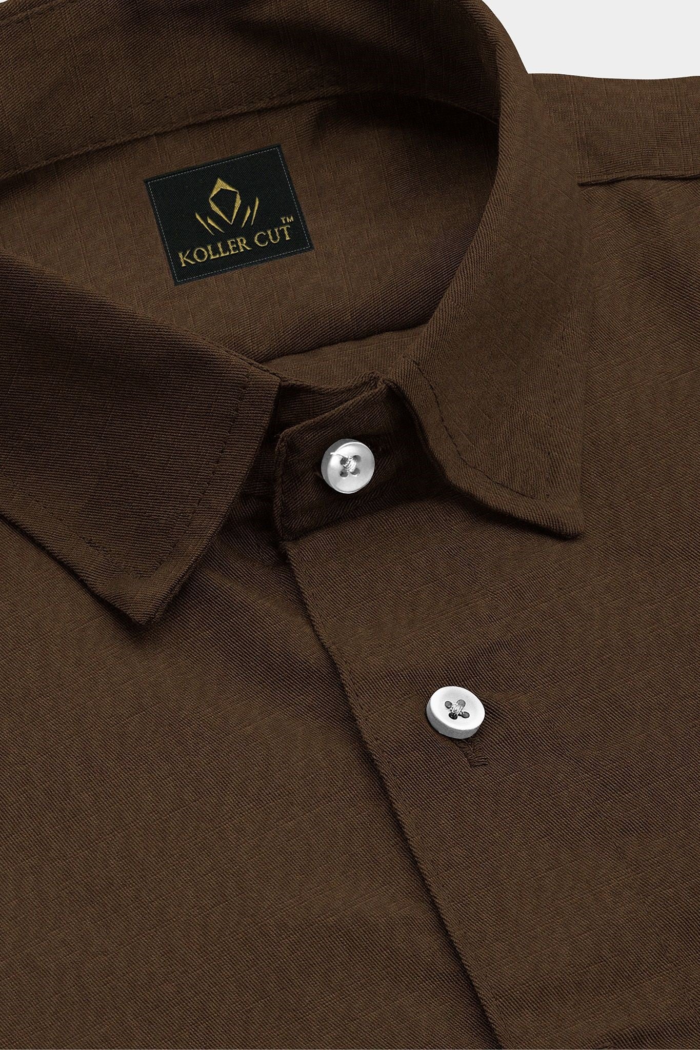 Bison Brown Cotton Shirt Plus Size Plain Shirts in India - Custom Shirts Online in Bengaluru India