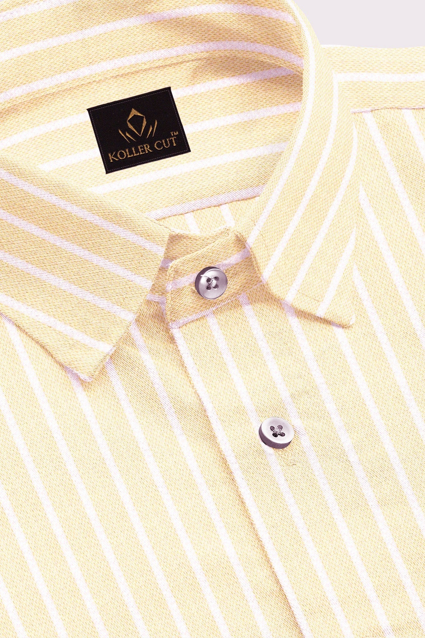 Barley Cream and White Stripes Cotton Shirt - Plus size shirt in India