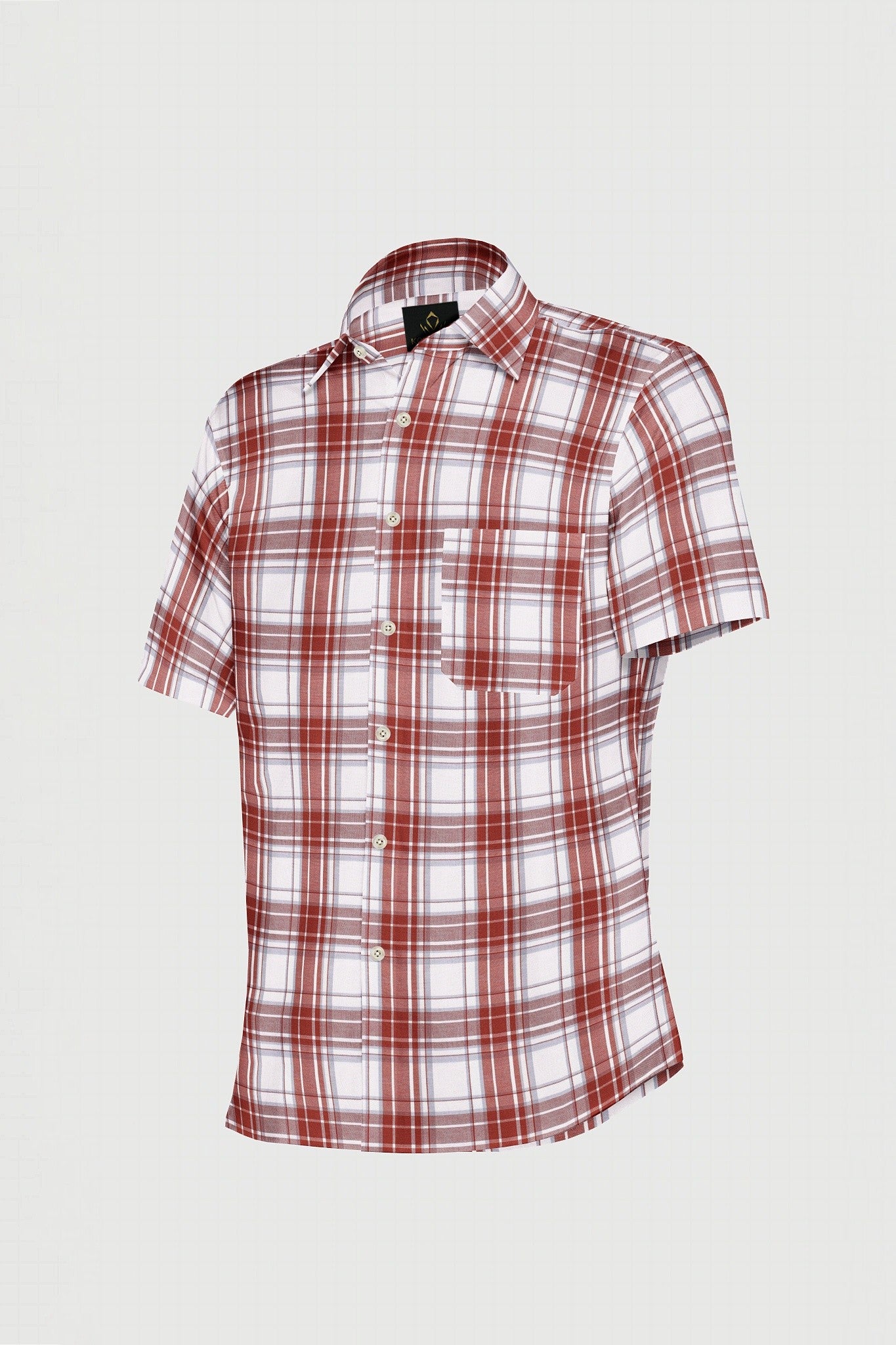White with Cinnabar Red Checks Cotton Shirt Best Plus size in India
