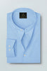 Blizzard Blue and White Mandarin Collar Plain Oxford Cotton Shirt