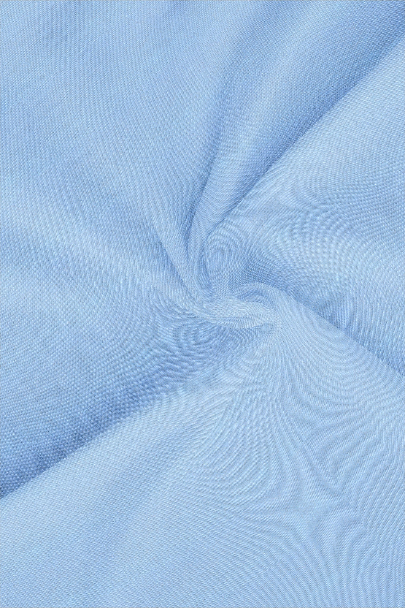 Blizzard Blue and White Mandarin Collar Plain Oxford Cotton Shirt