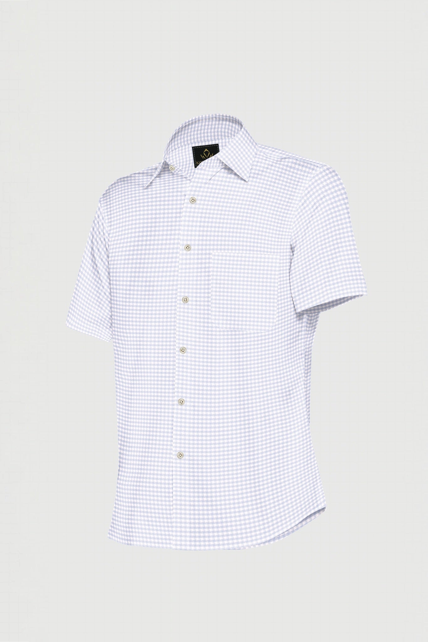 White with Ice Blue Jacquard Gingham Checks Premium Cotton Shirt